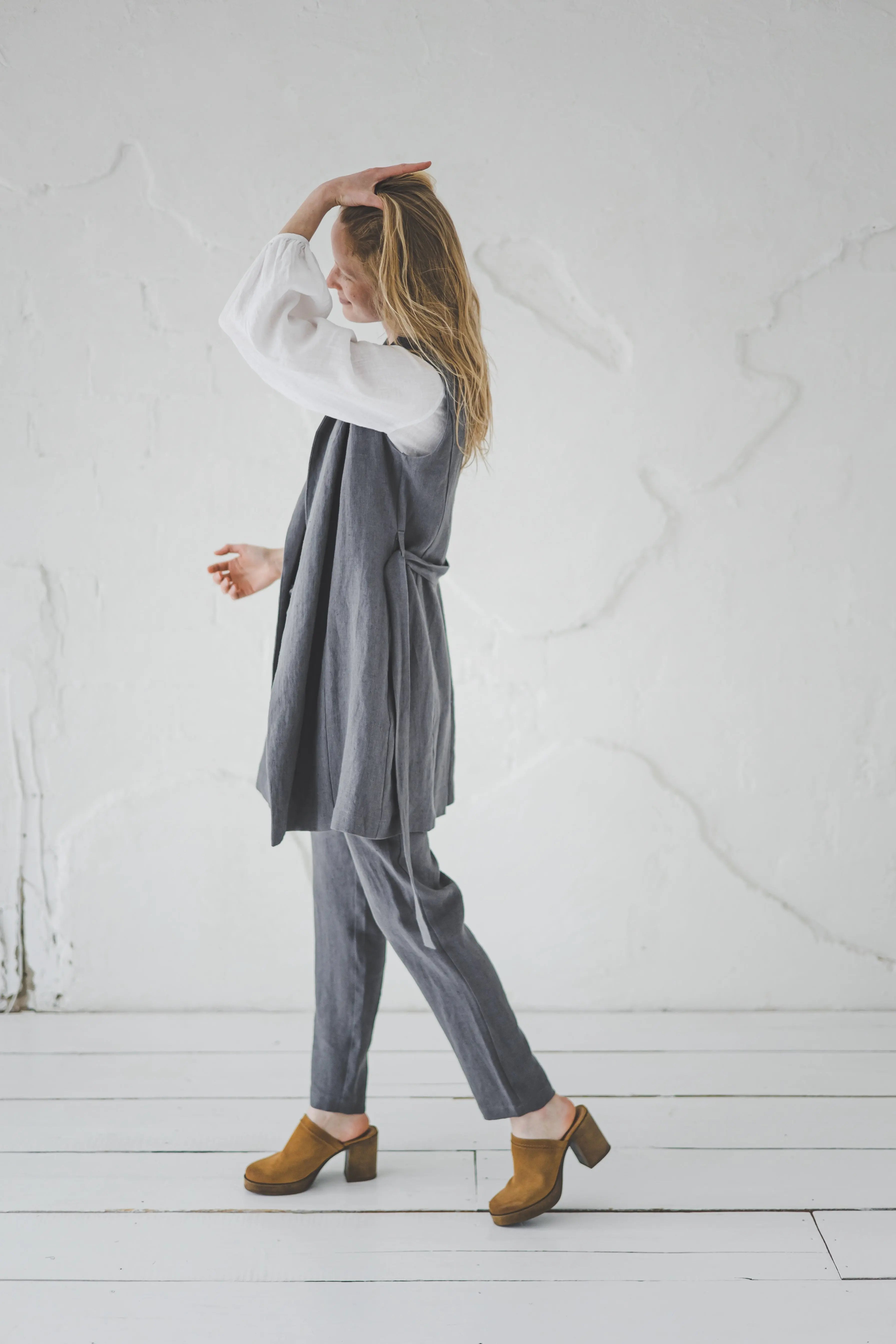 Long Linen Vest with Belt – Heavyweight Linen Epic Linen