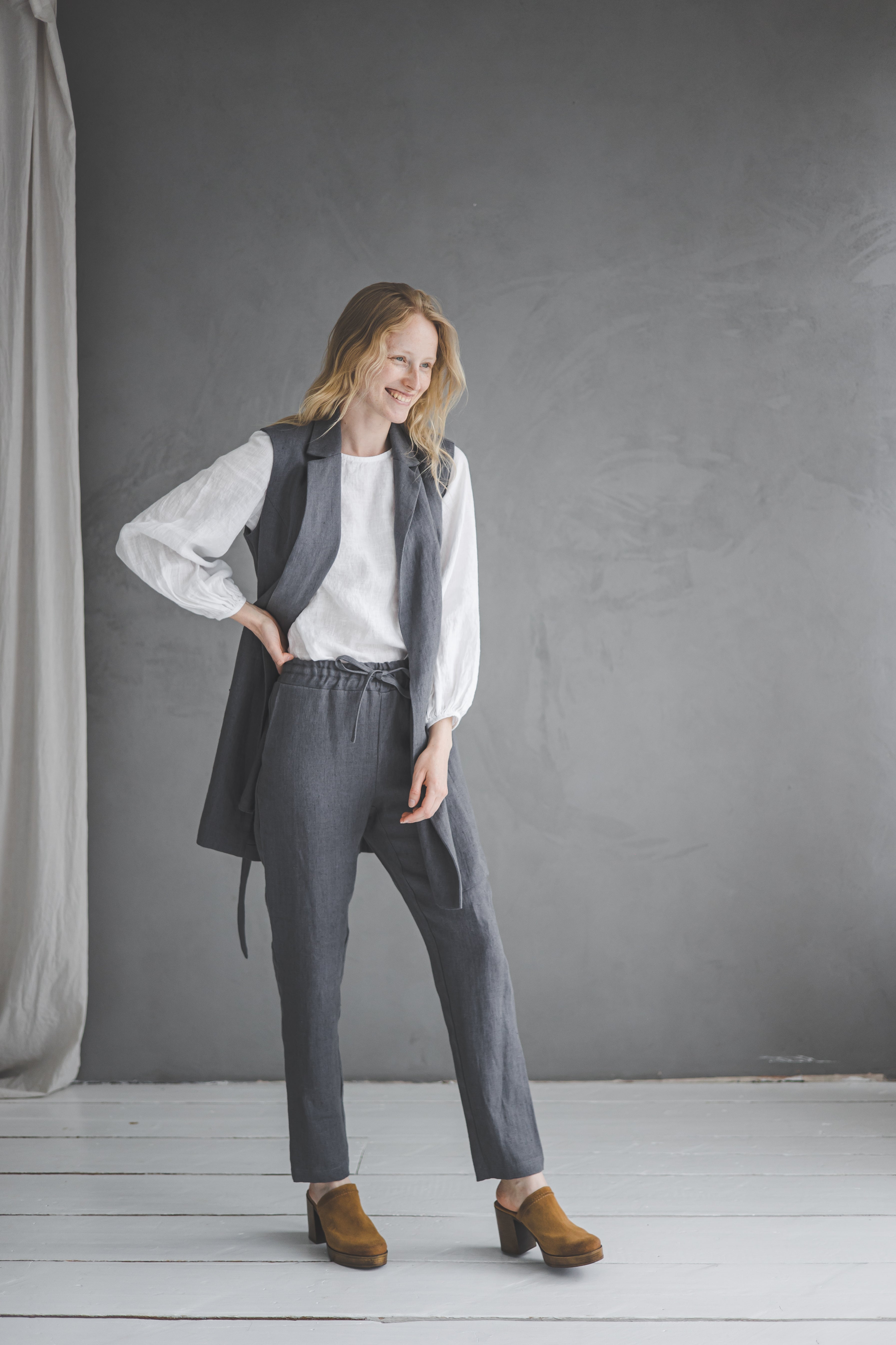 Long Linen Vest with Belt – Heavyweight Linen Epic Linen