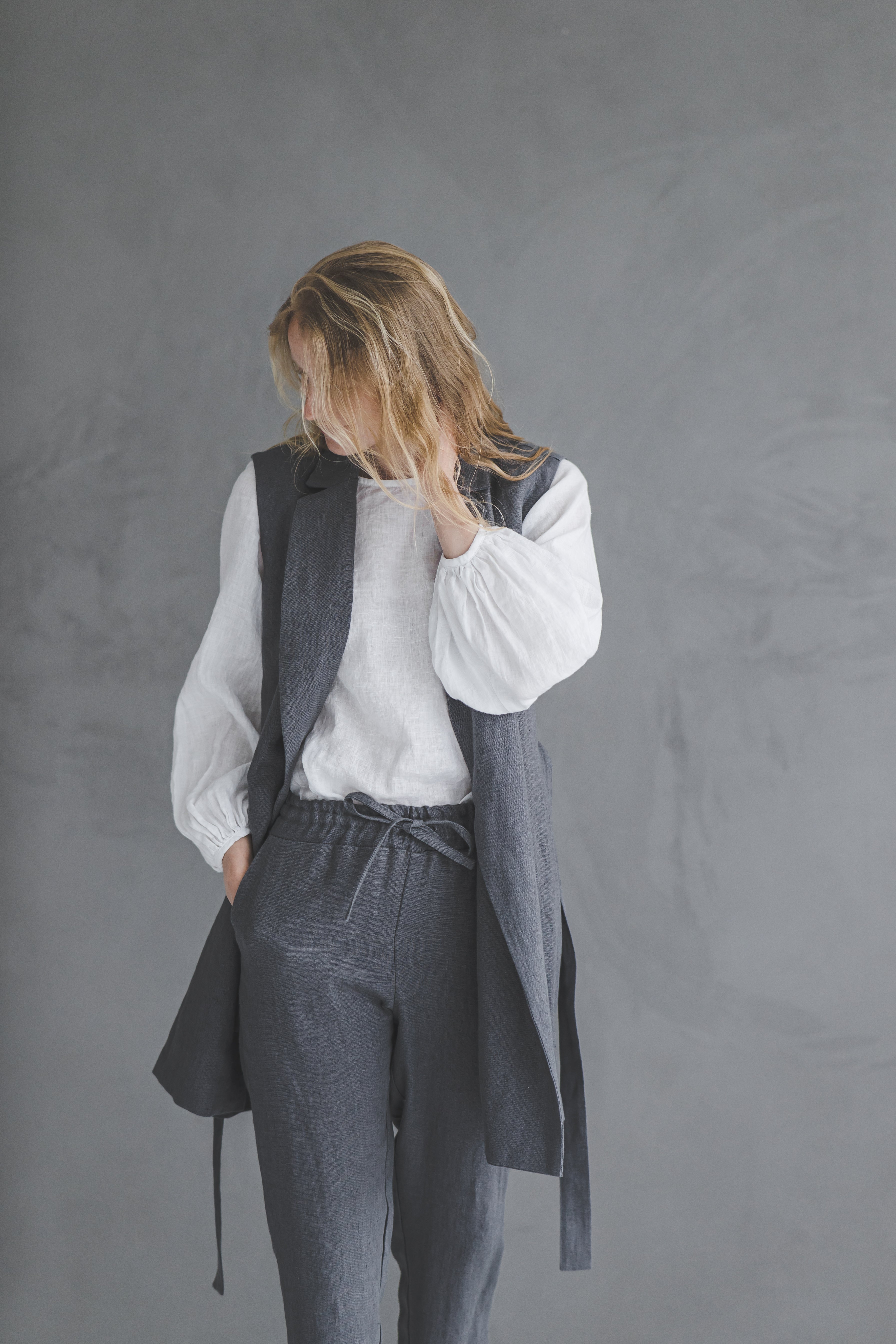 Long Linen Vest with Belt – Heavyweight Linen Epic Linen