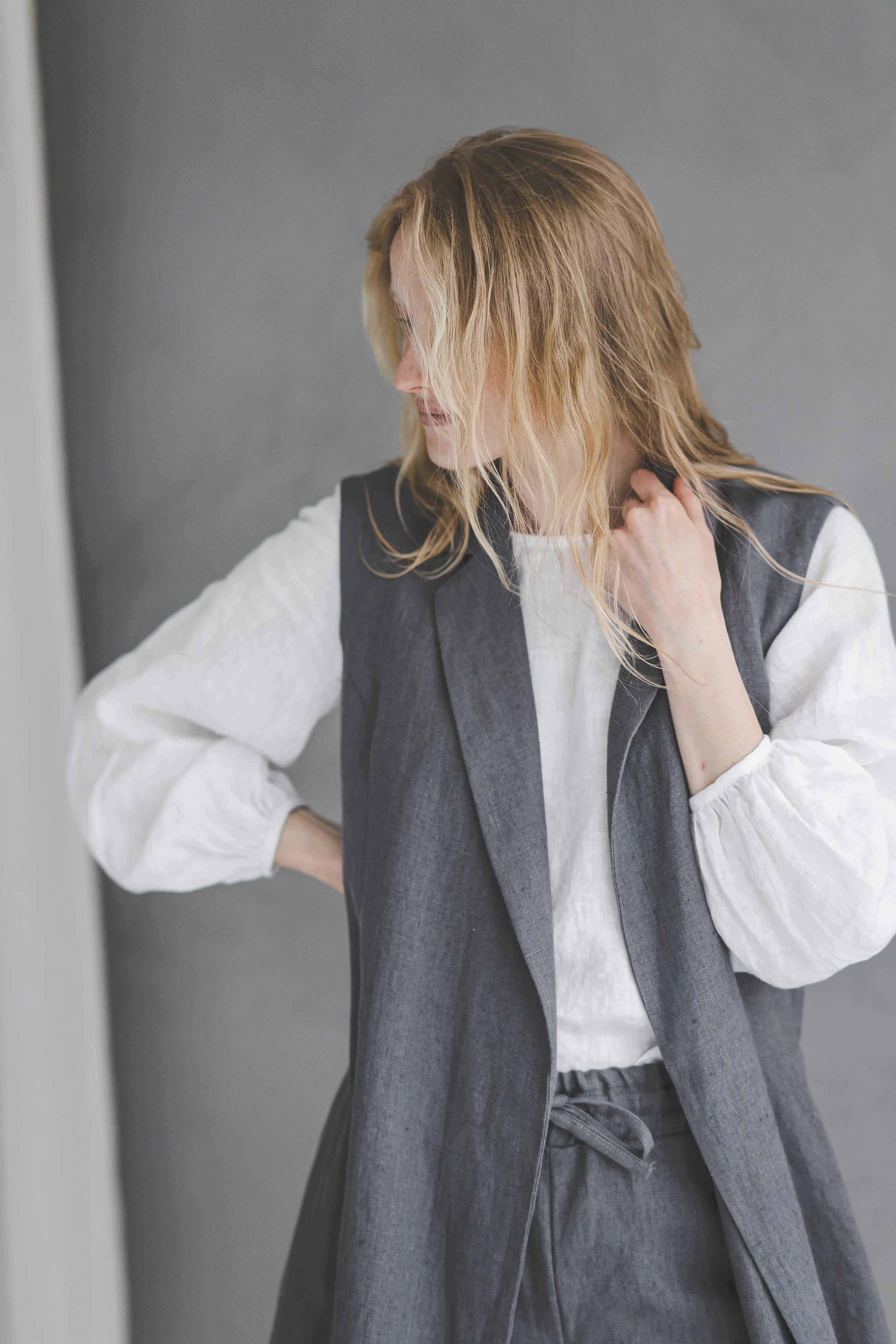 Long Linen Vest with Belt – Heavyweight Linen Epic Linen