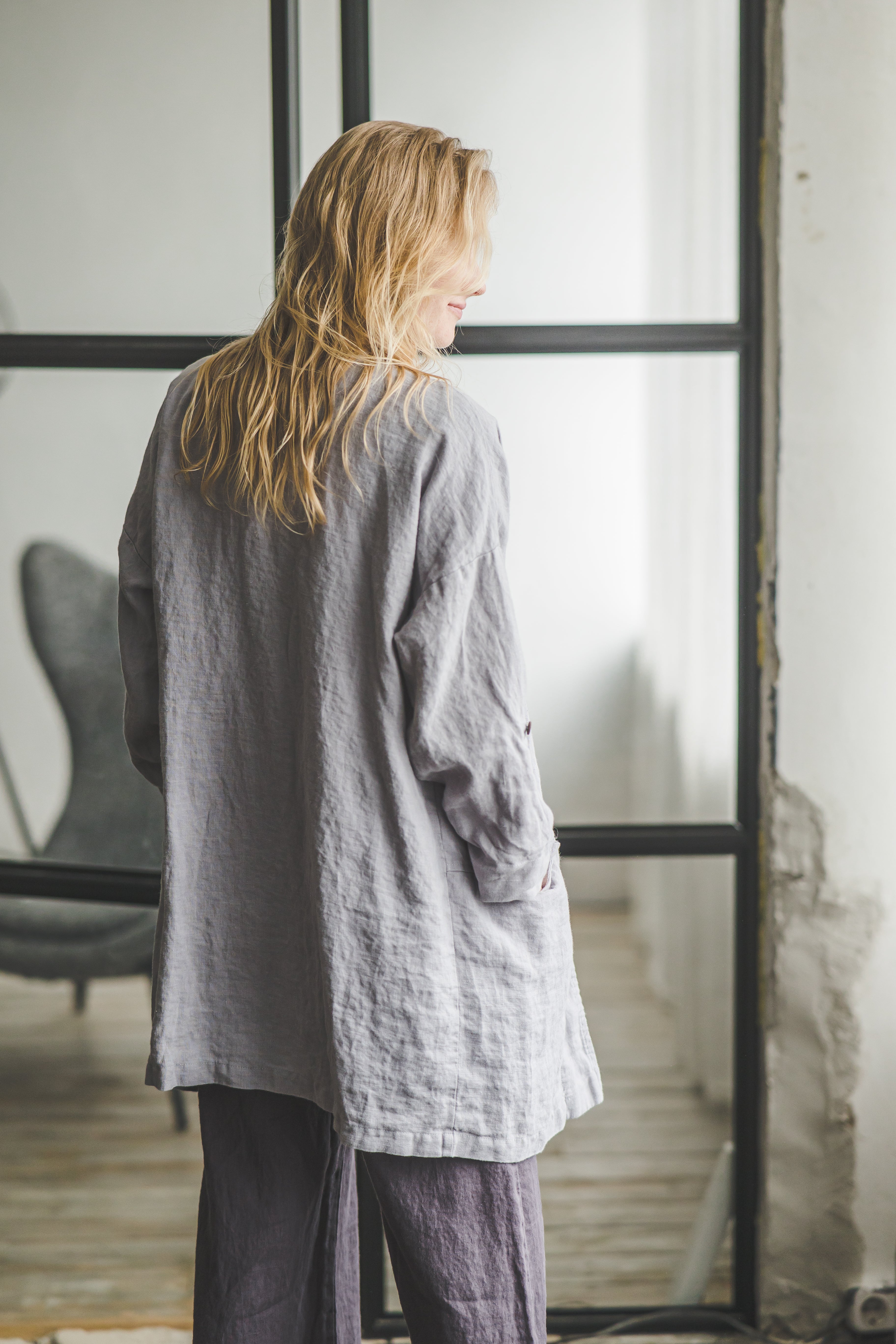 Oversized Linen Jacket with Pockets Epic Linen