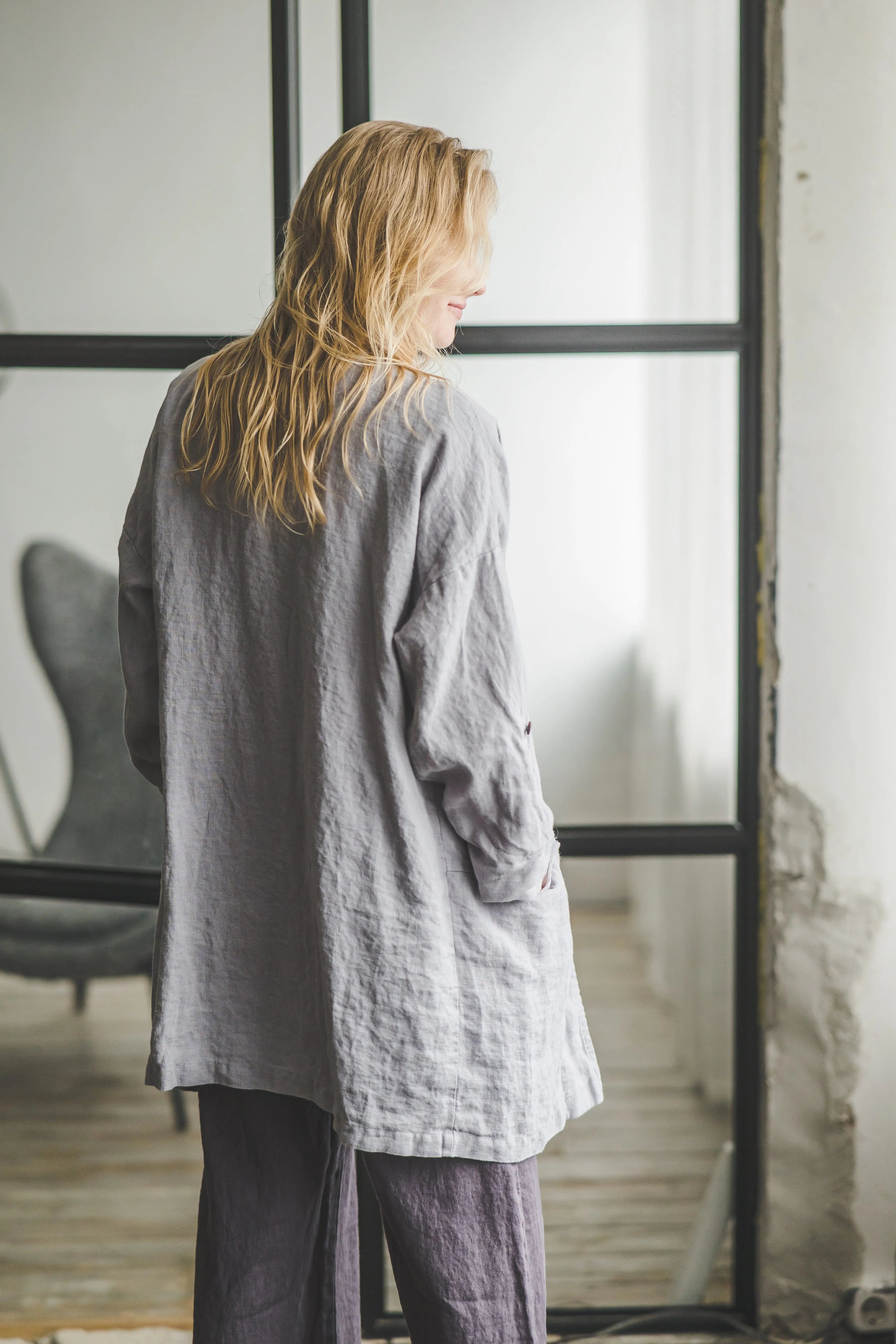 Oversized Linen Jacket with Pockets Epic Linen