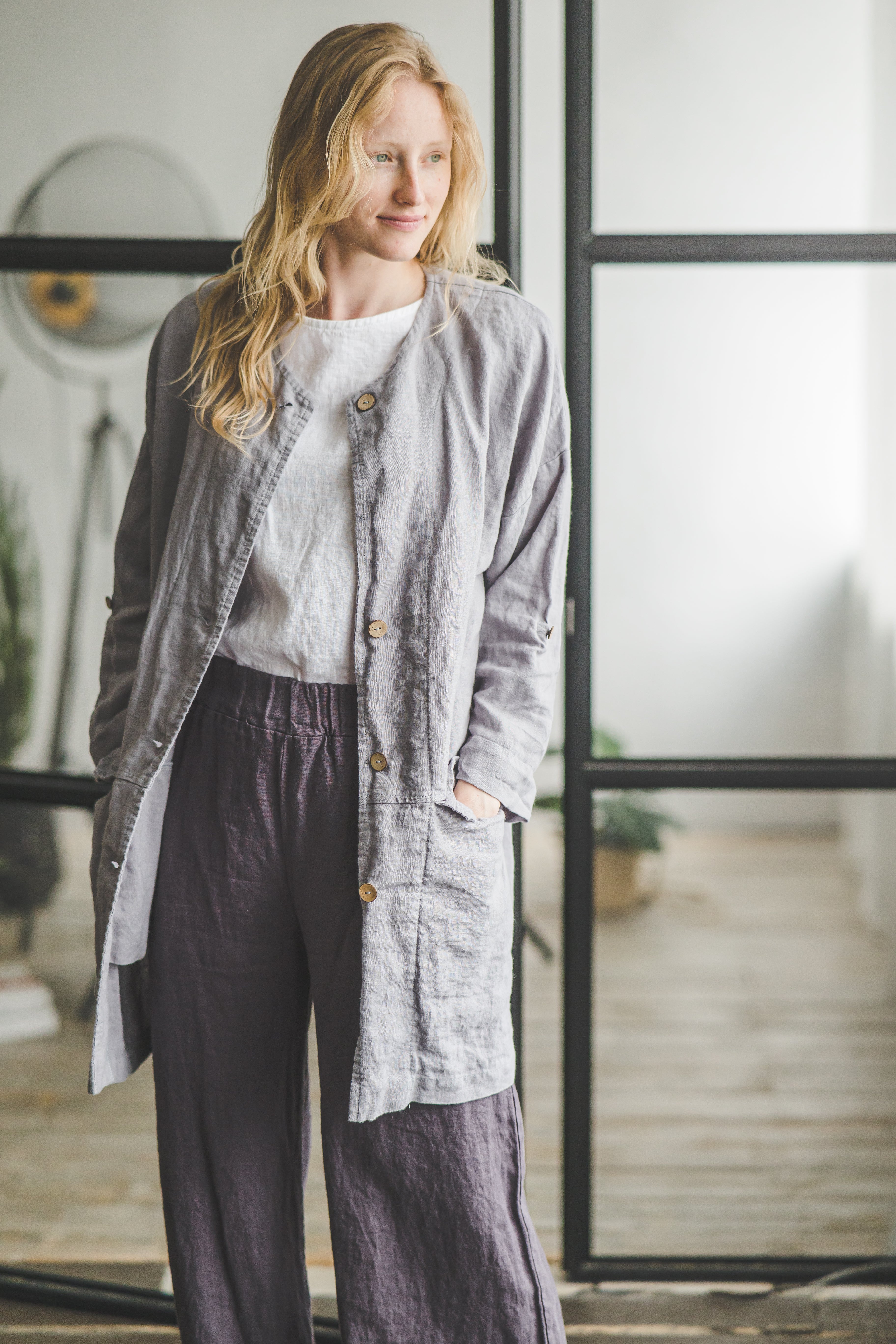 Oversized Linen Jacket with Pockets Epic Linen