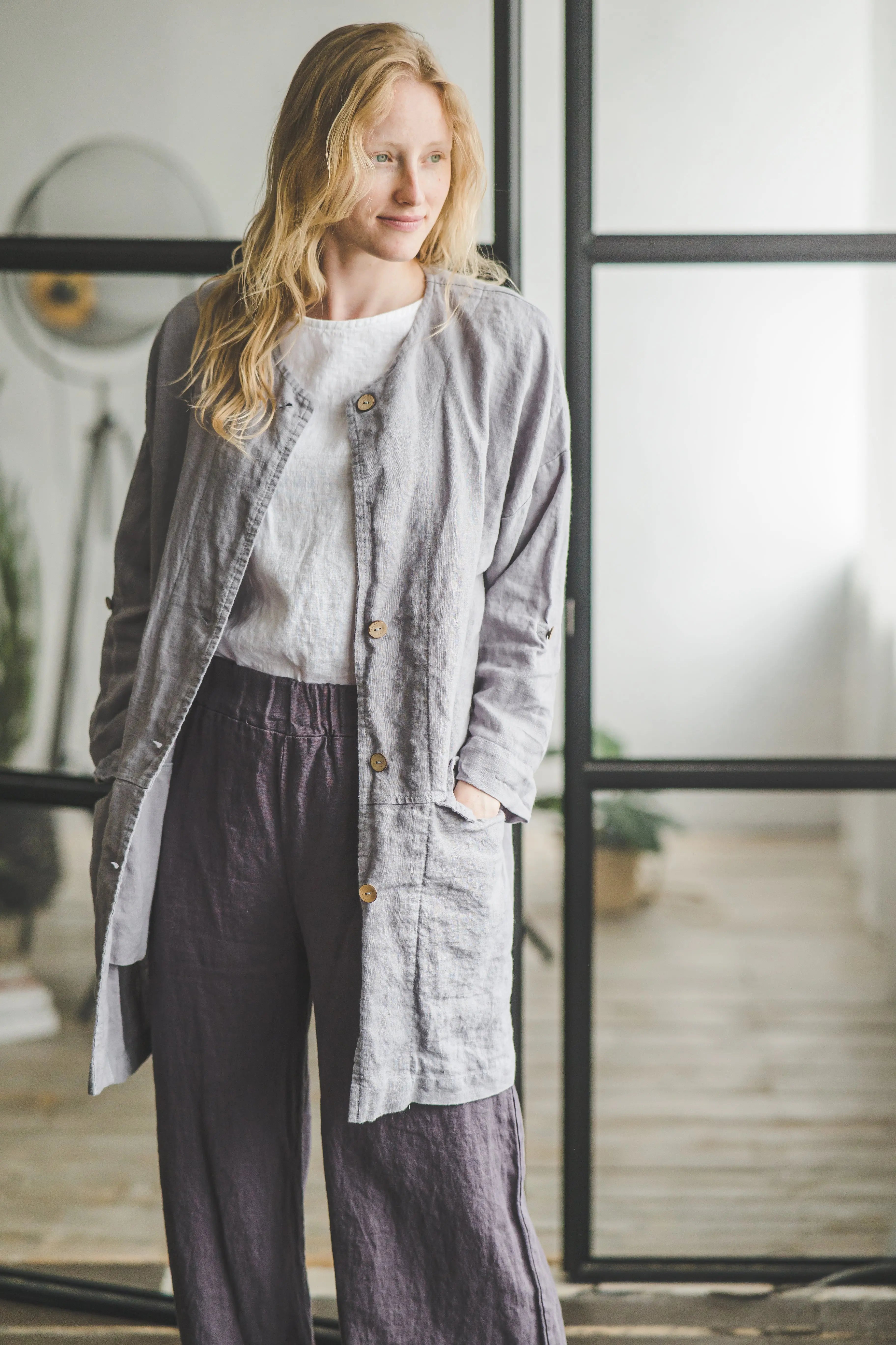 Oversized Linen Jacket with Pockets Epic Linen