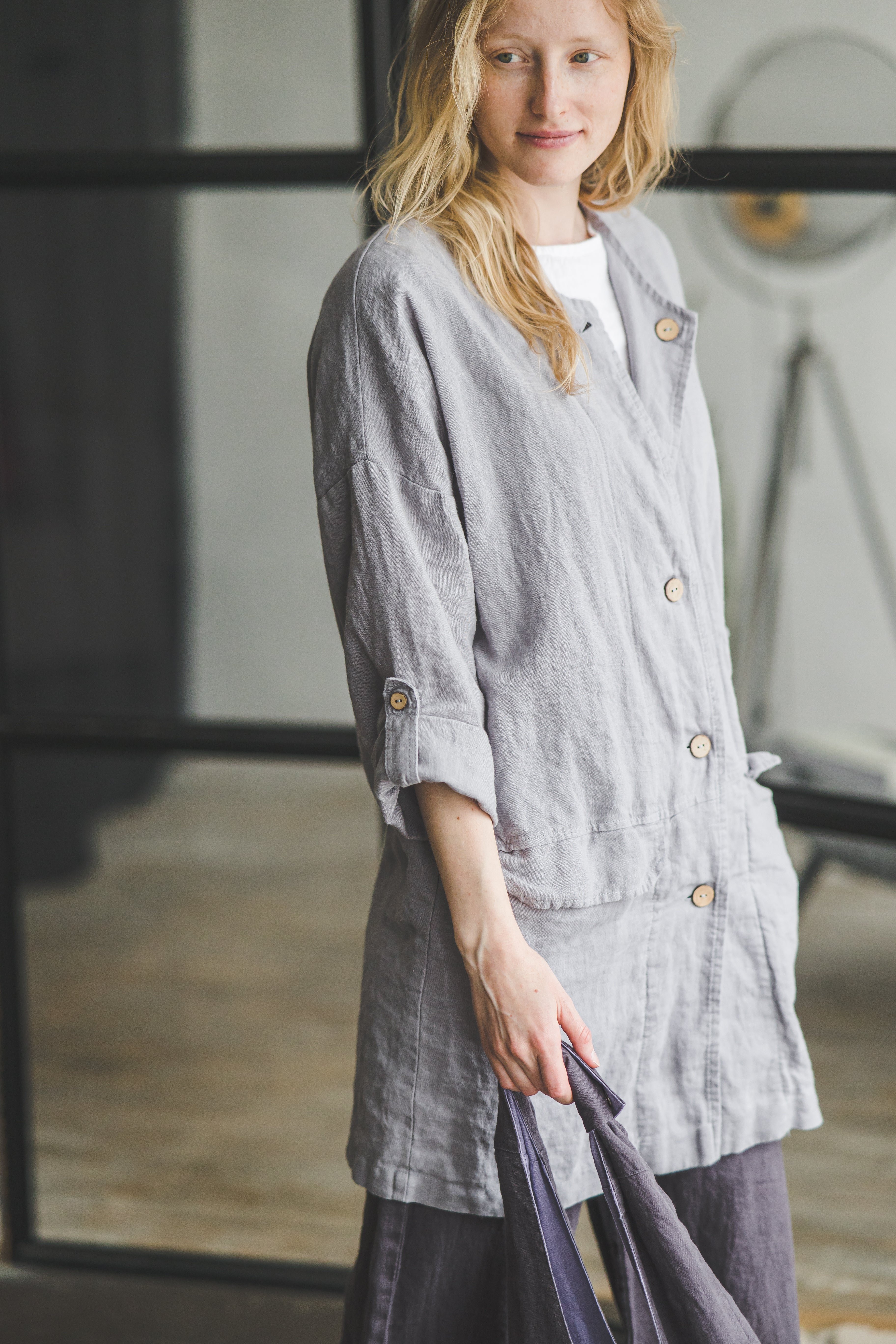 Oversized Linen Jacket with Pockets Epic Linen