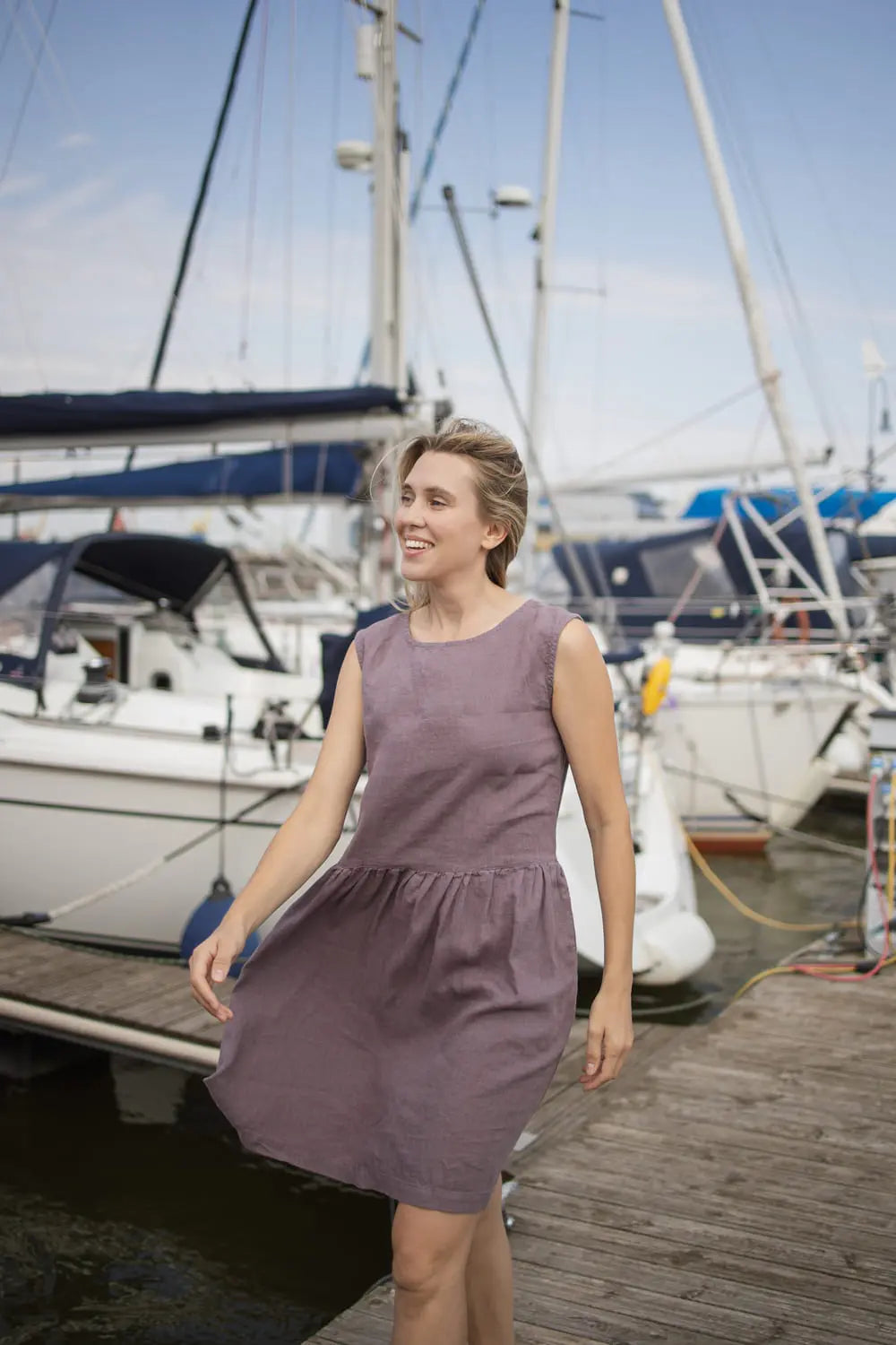 linen dress elegant pockets Linen Dress with Pockets - natural elegance and comfort