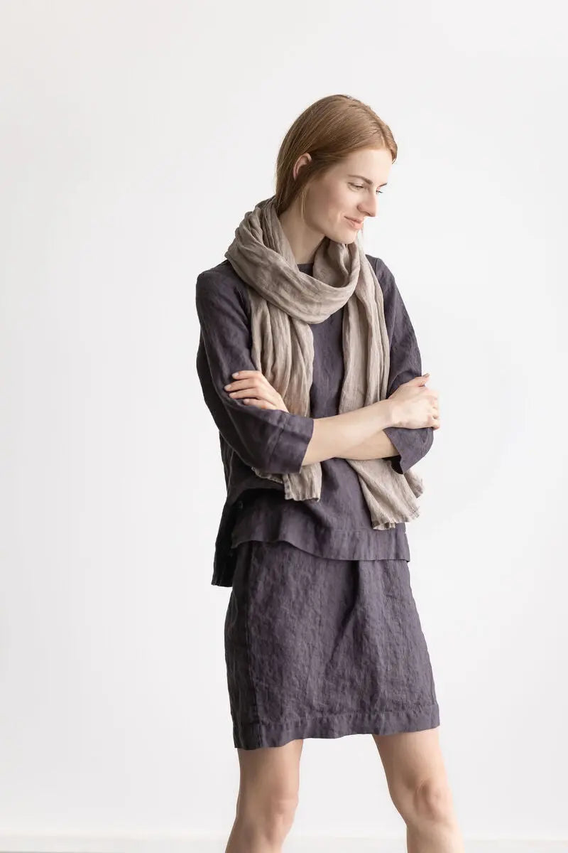 Linen Mini Back Split Skirt Epic Linen