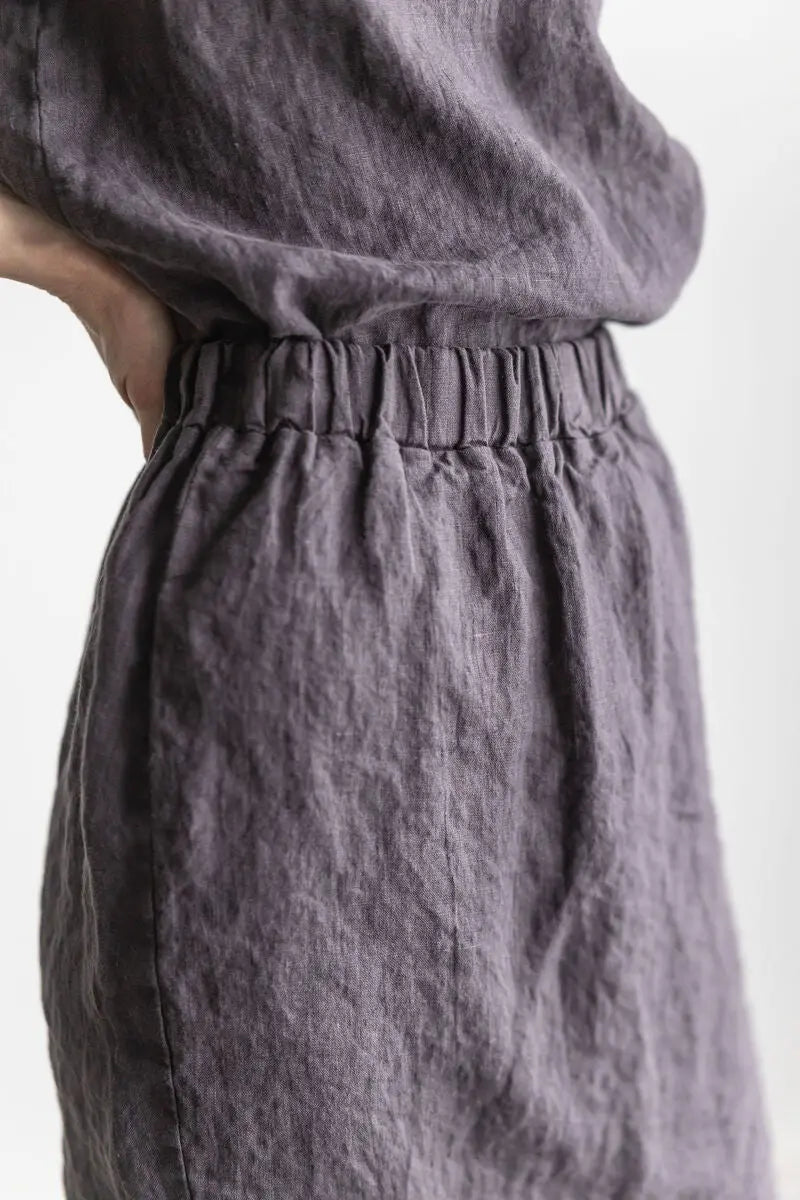 Linen Mini Back Split Skirt Epic Linen