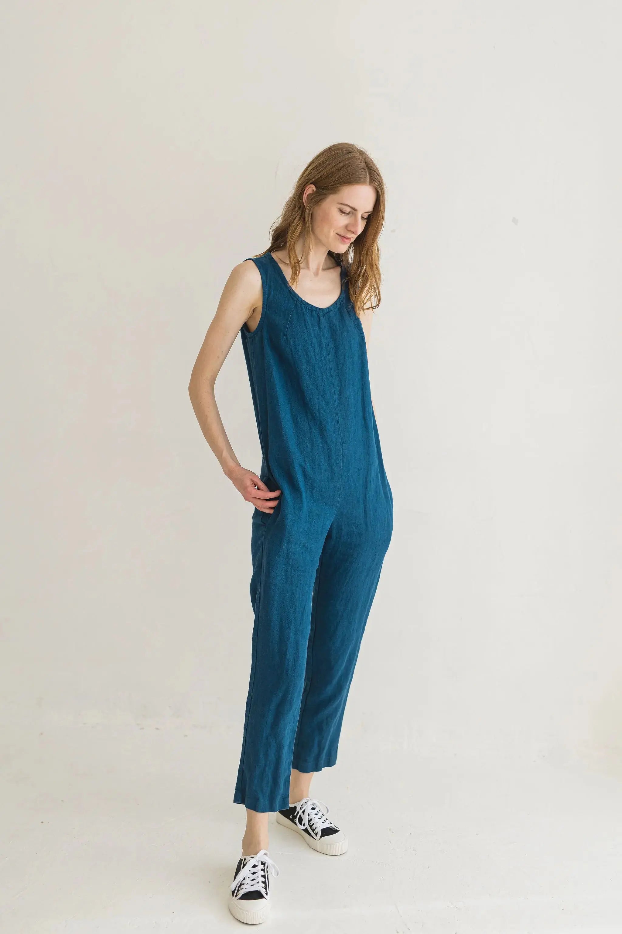 Sleeveless style Linen Jumpsuit, Romantic Linen Jumpsuit Epic Linen