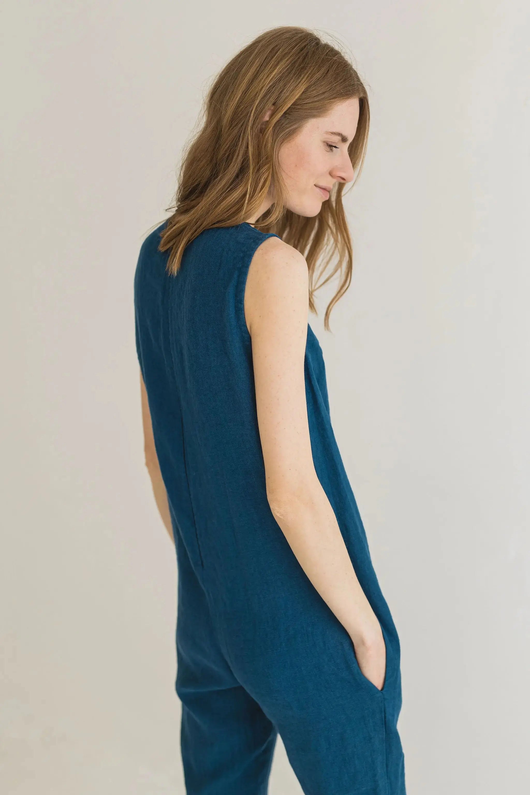 Sleeveless style Linen Jumpsuit, Romantic Linen Jumpsuit Epic Linen