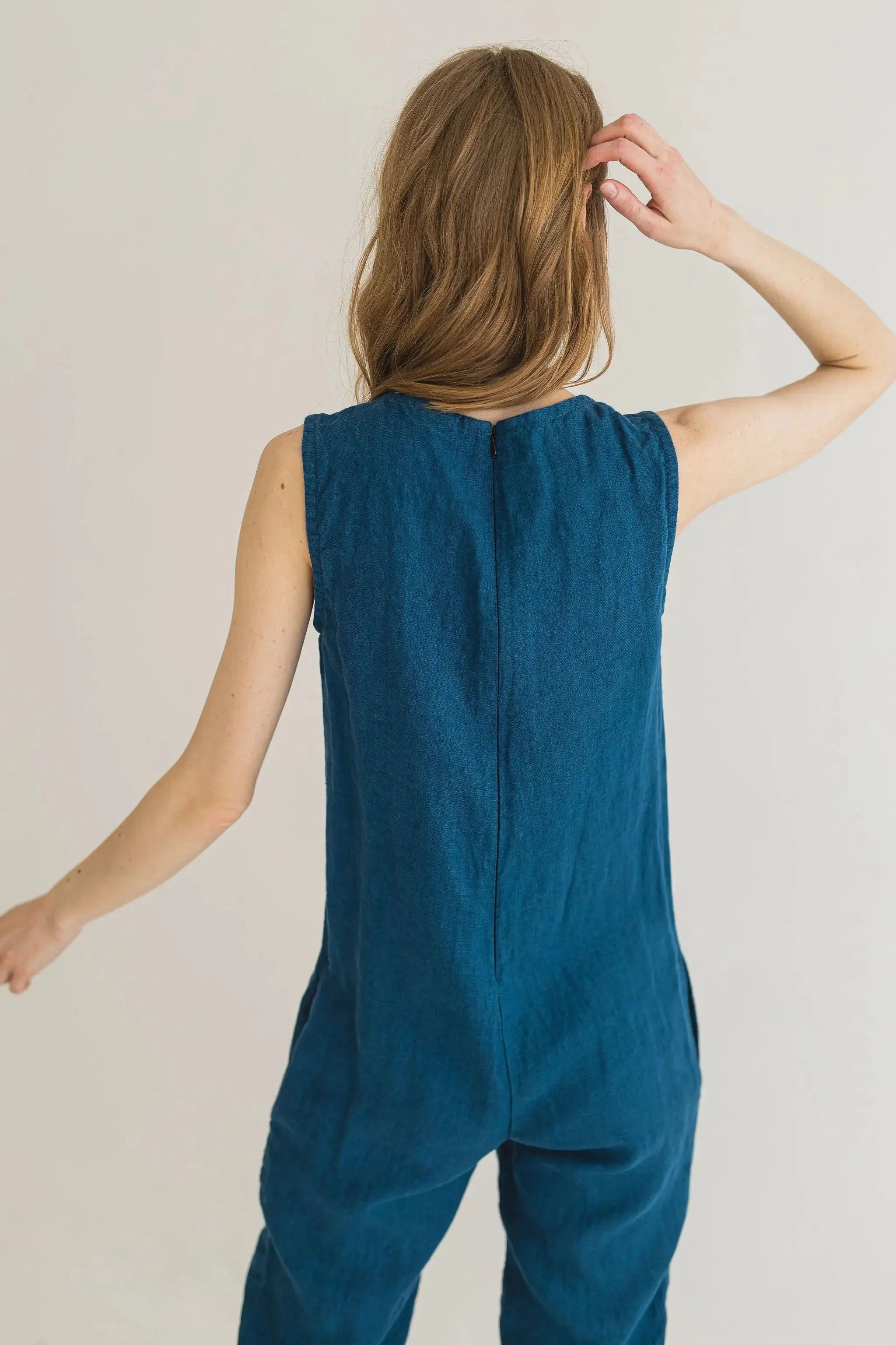 Sleeveless style Linen Jumpsuit, Romantic Linen Jumpsuit Epic Linen