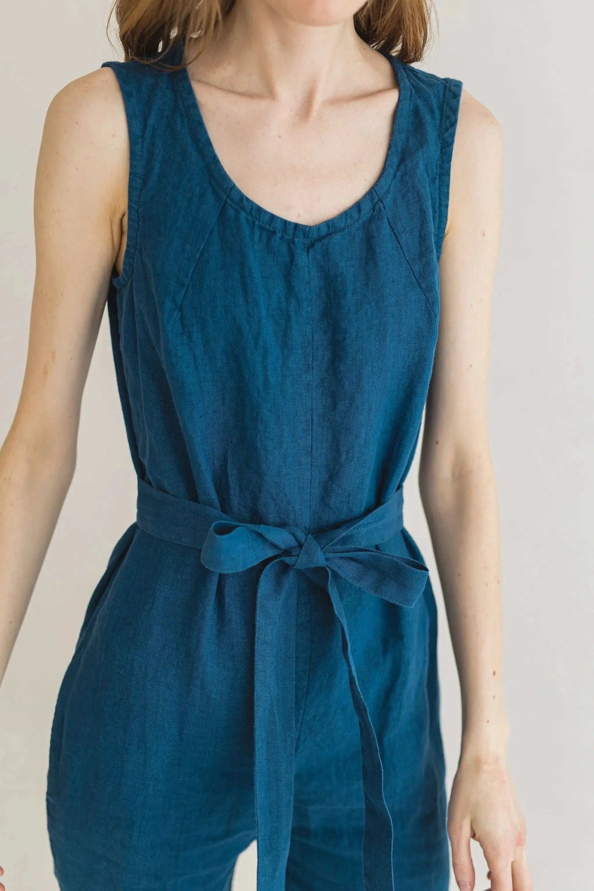 Sleeveless style Linen Jumpsuit, Romantic Linen Jumpsuit Epic Linen