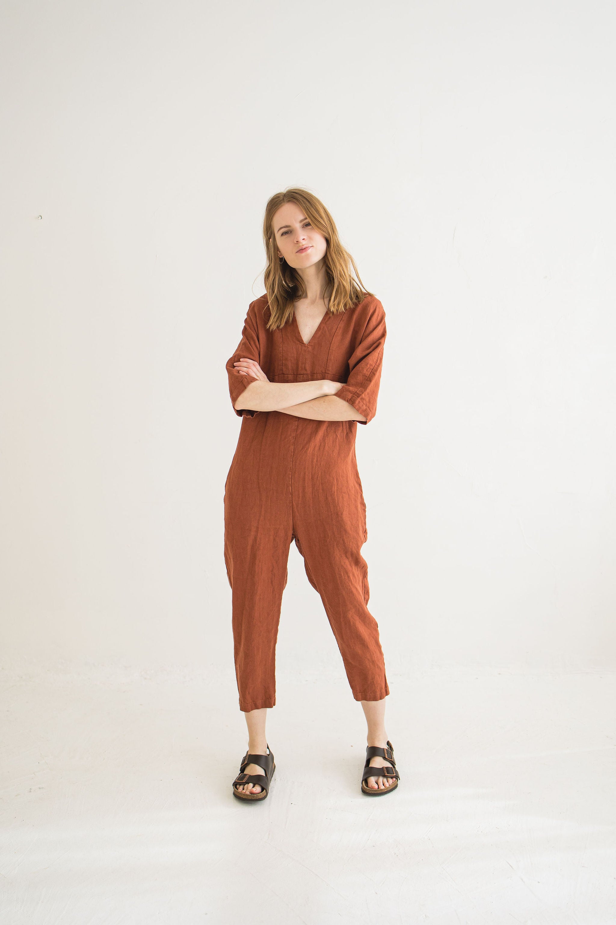 Linen Jumpsuit with Kimono Style Sleeves Epic Linen