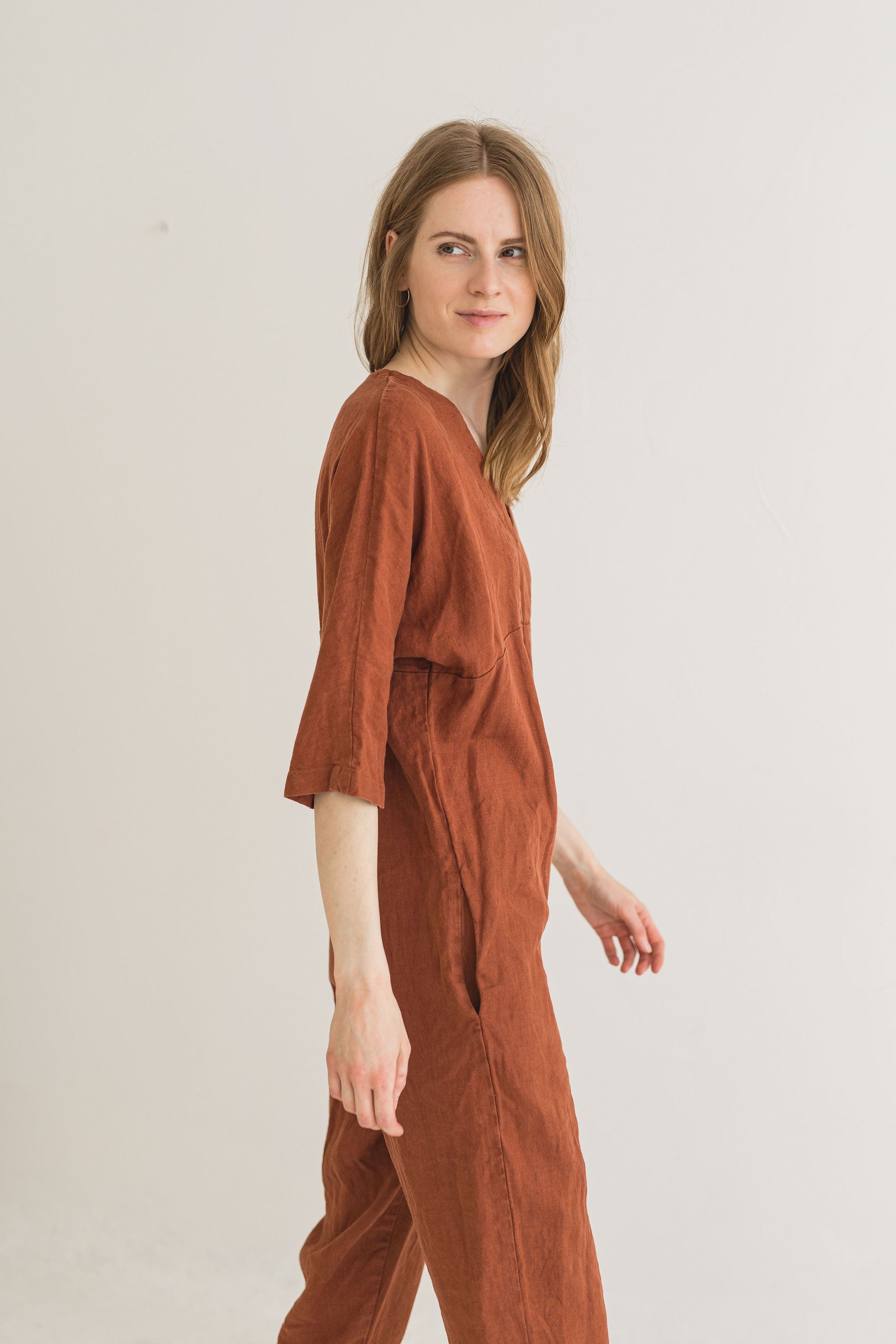 Linen Jumpsuit with Kimono Style Sleeves Epic Linen