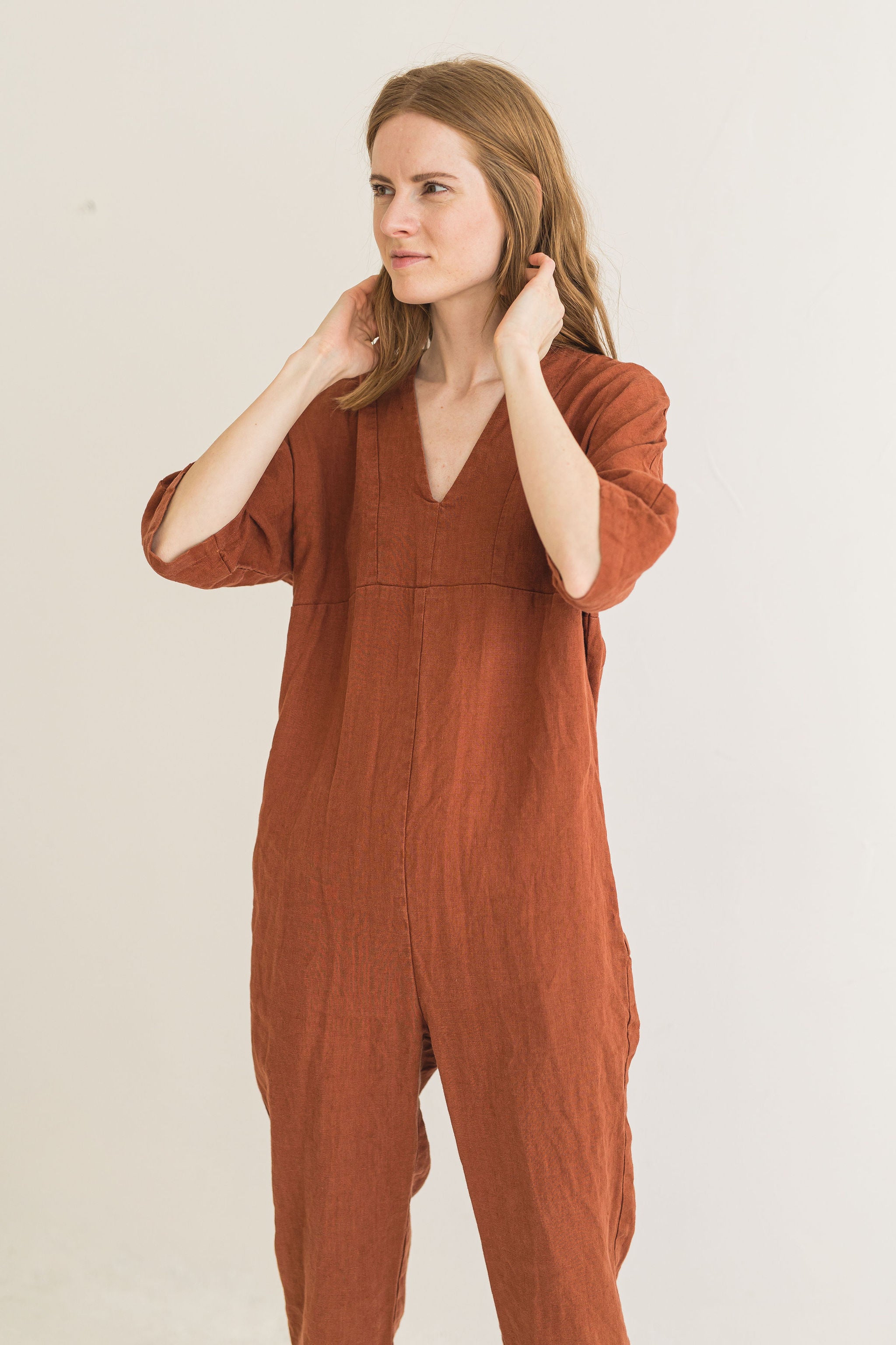 Linen Jumpsuit with Kimono Style Sleeves Epic Linen