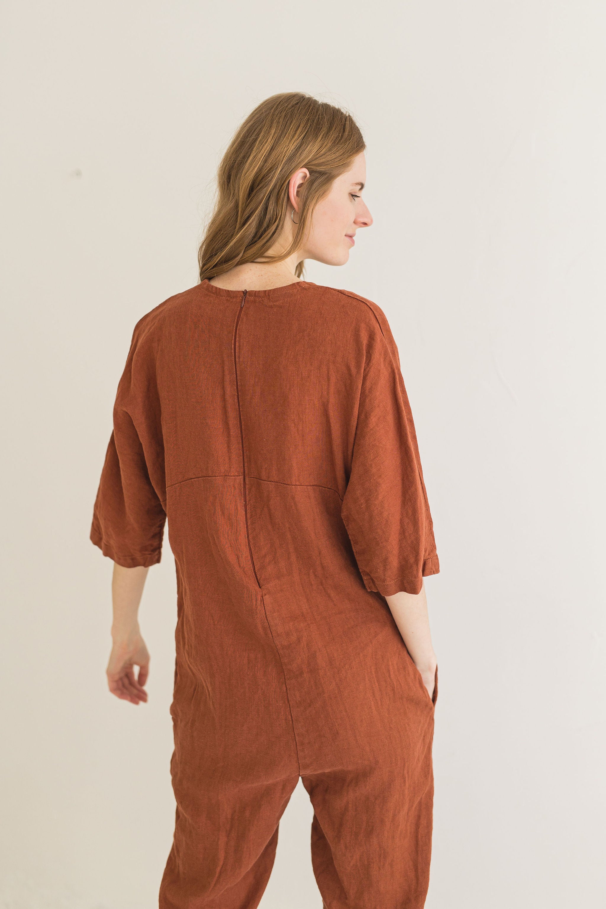 Linen Jumpsuit with Kimono Style Sleeves Epic Linen