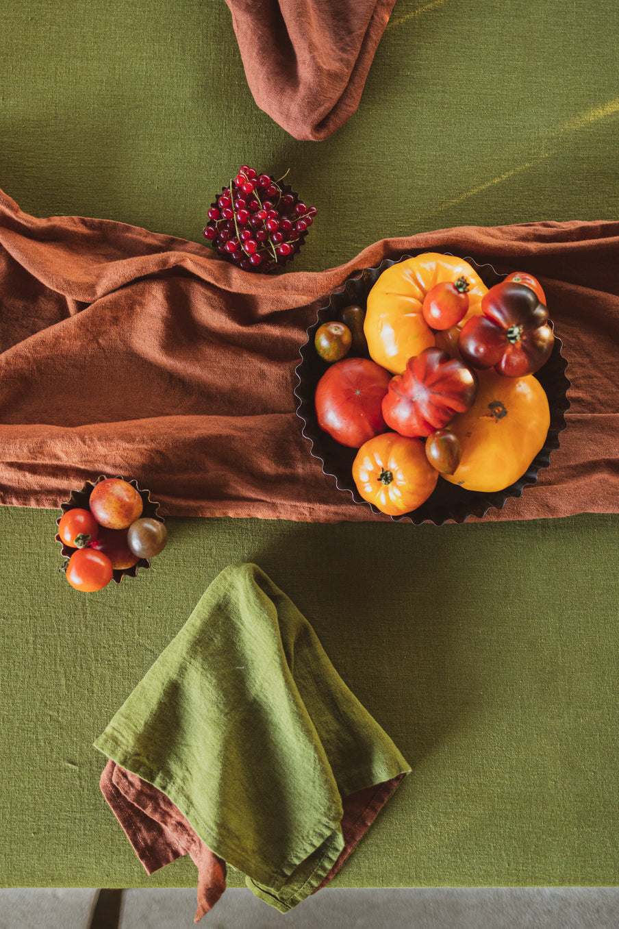 Natural Stonewashed Green moss Linen Tablecloth Epic Linen