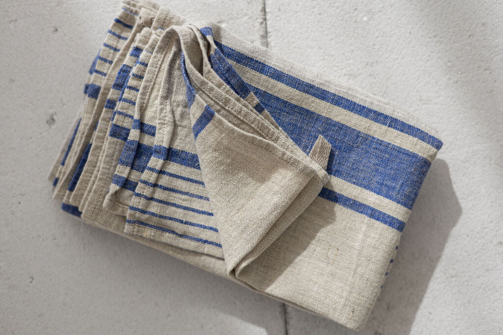 Linen Kitchen Towels – Set of 2 Tea Towels with Blue Stripes Epic Linen