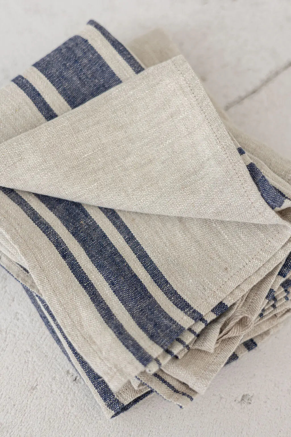 Linen Kitchen Towels – Set of 2 Tea Towels with Dark Blue Stripes Epic Linen