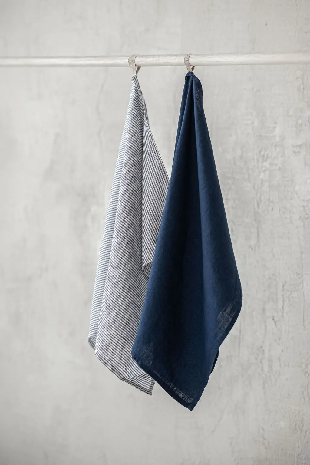 Stonewashed Linen Kitchen Tea Towels Set of 2 Plain+Pattern Epic Linen