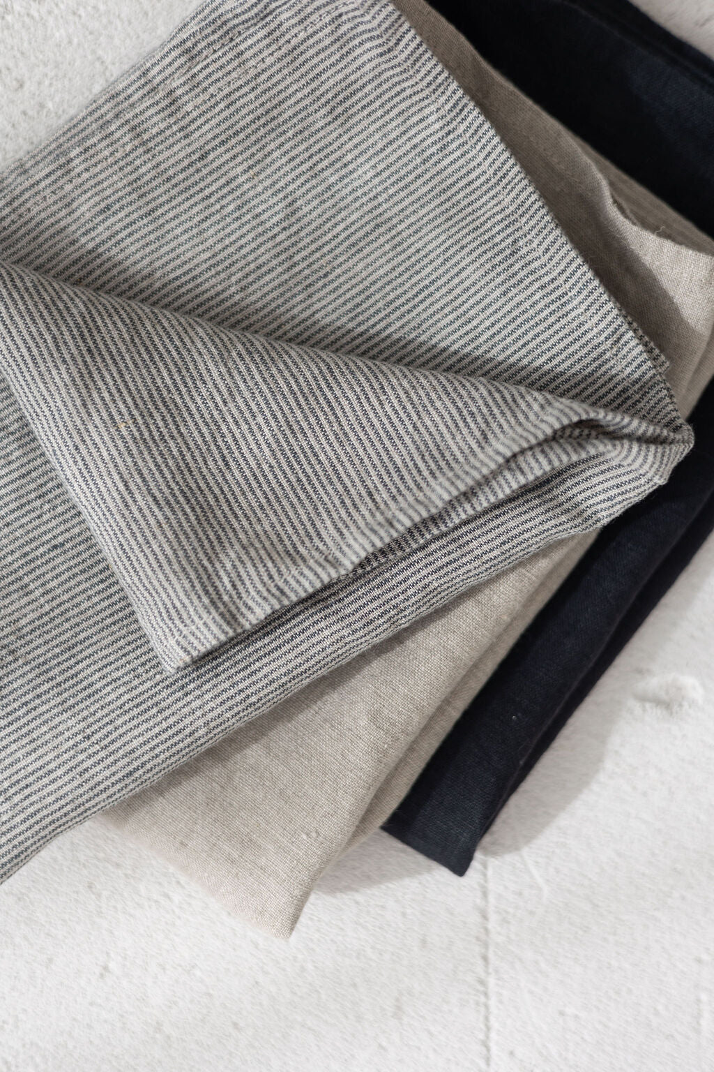 Stonewashed Linen Kitchen Tea Towels Set of 2 Plain+Pattern