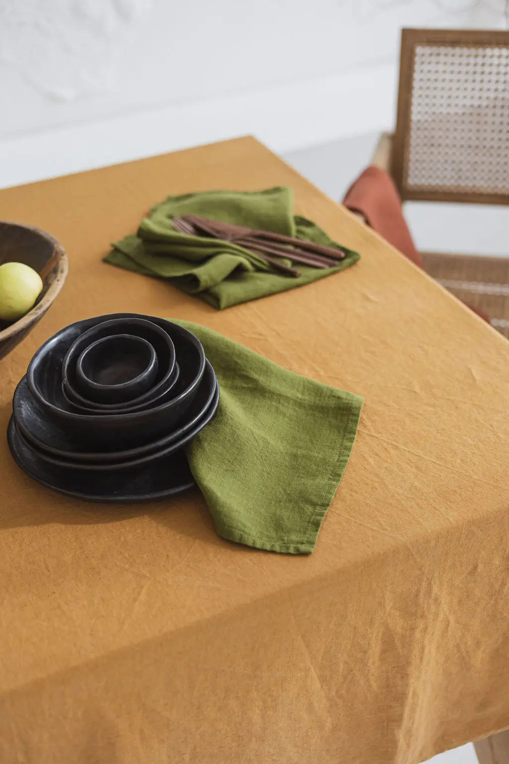 Natural Stonewashed Mustard Linen Tablecloth Epic Linen