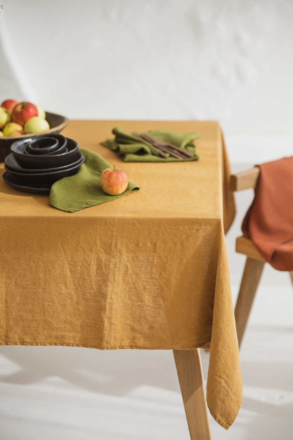 Natural Stonewashed Mustard Linen Tablecloth Epic Linen