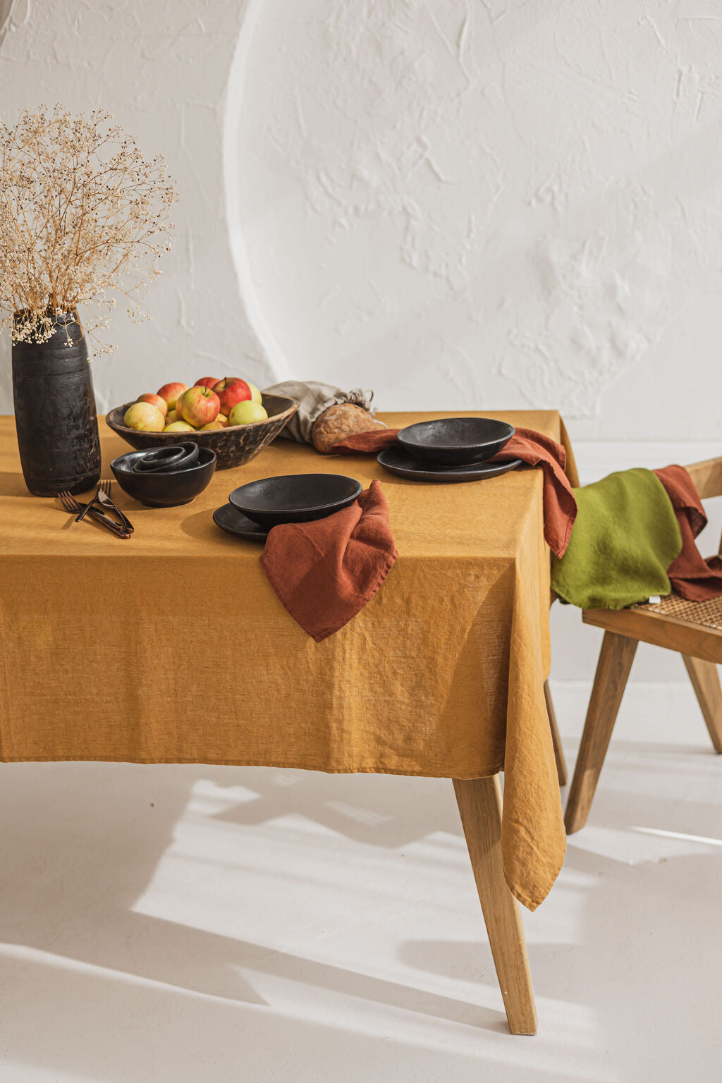 Natural Stonewashed Mustard Linen Tablecloth Epic Linen