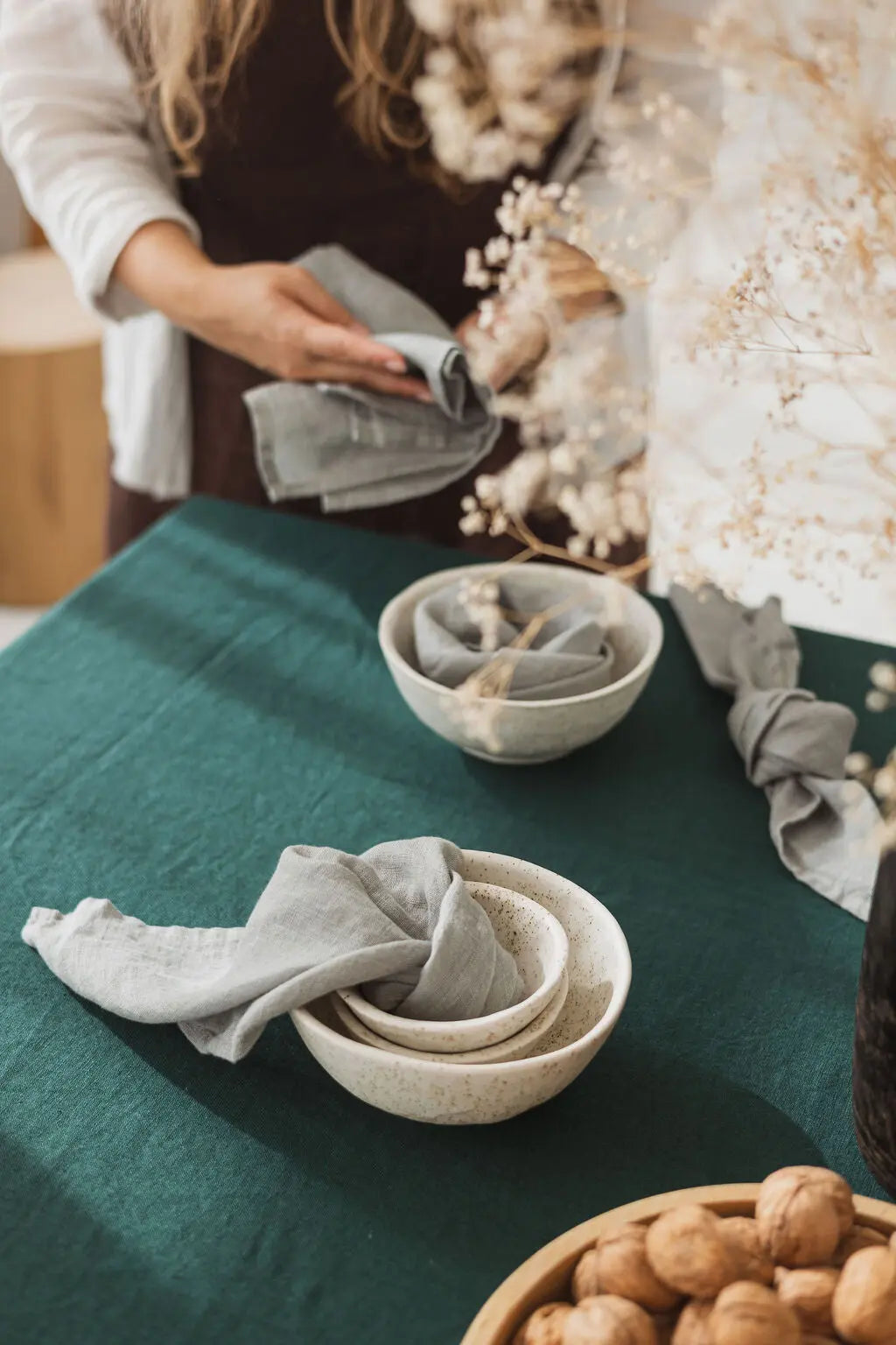 Natural Soft Dark Green Linen Tablecloth Epic Linen