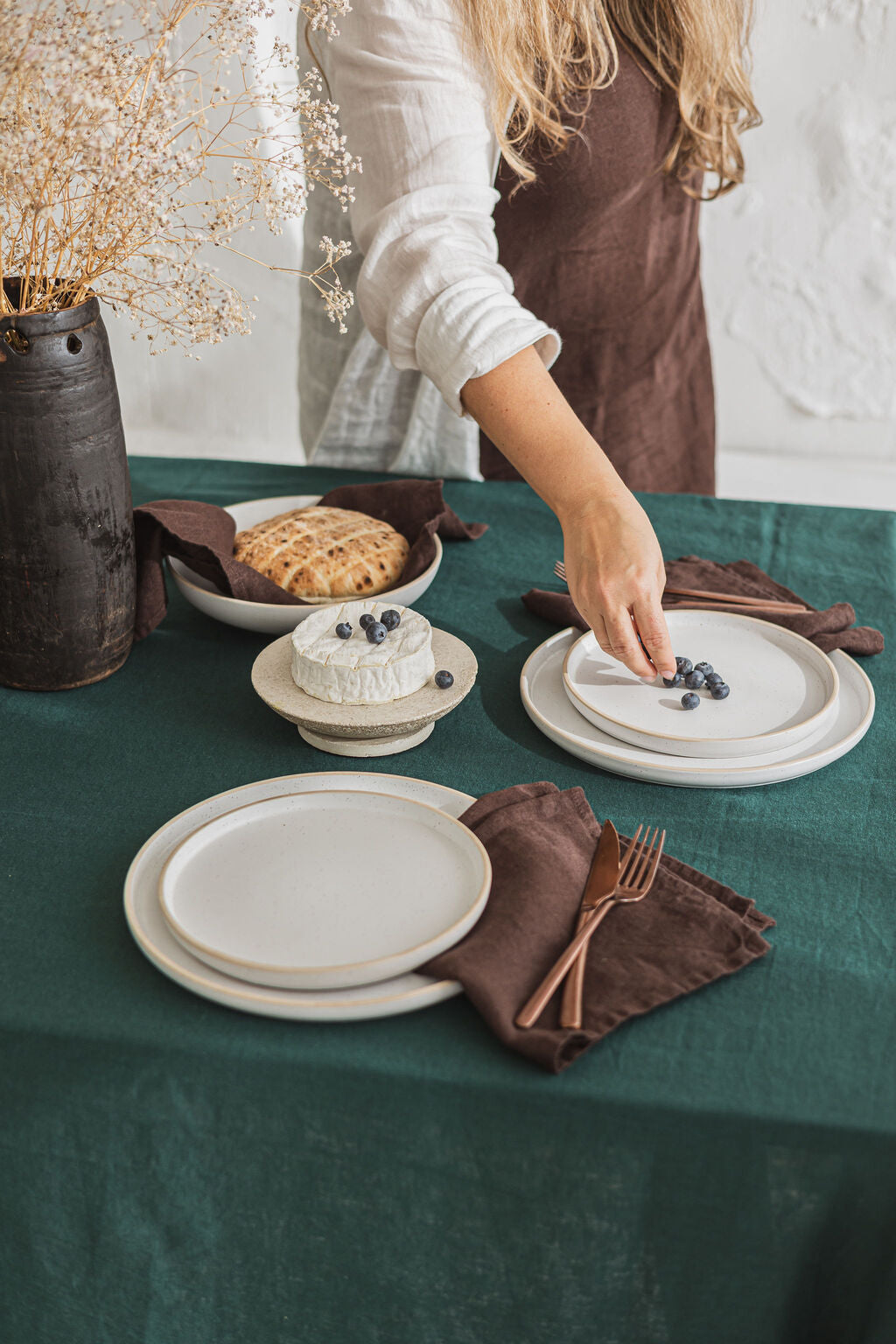 Natural Soft Dark Green Linen Tablecloth Epic Linen