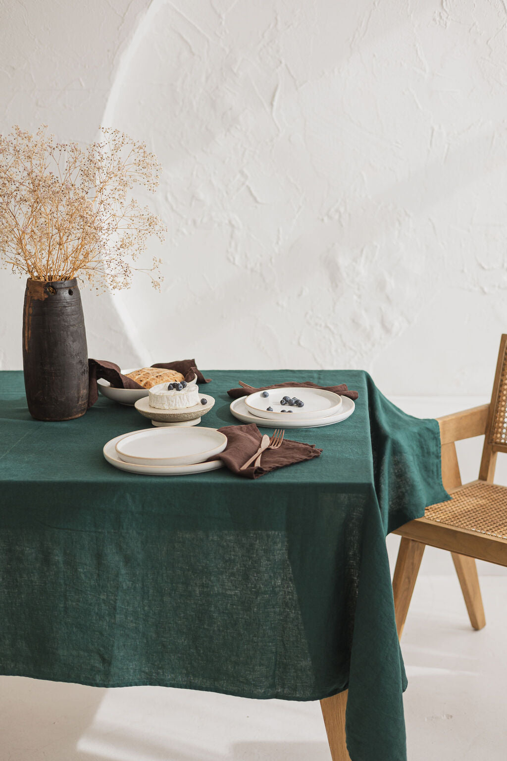 Natural Soft Dark Green Linen Tablecloth Epic Linen