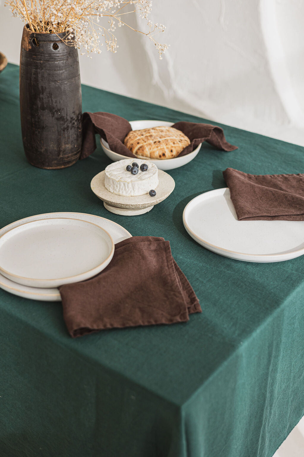 Natural Soft Dark Green Linen Tablecloth Epic Linen