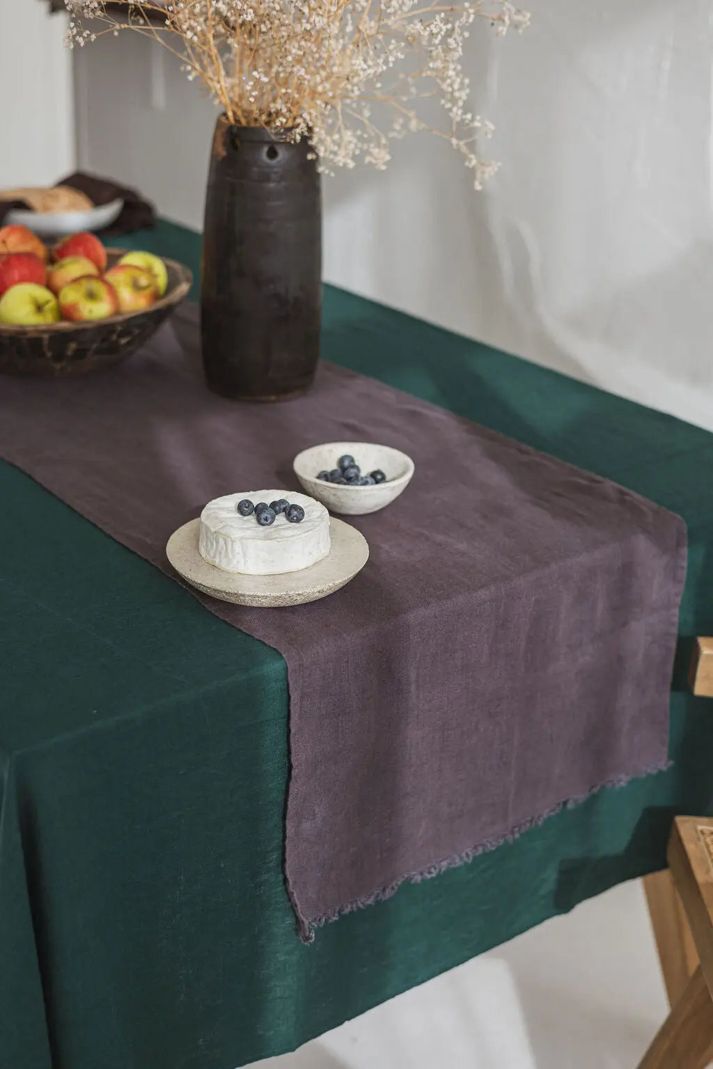 Pure Linen Table Runner with Fringes