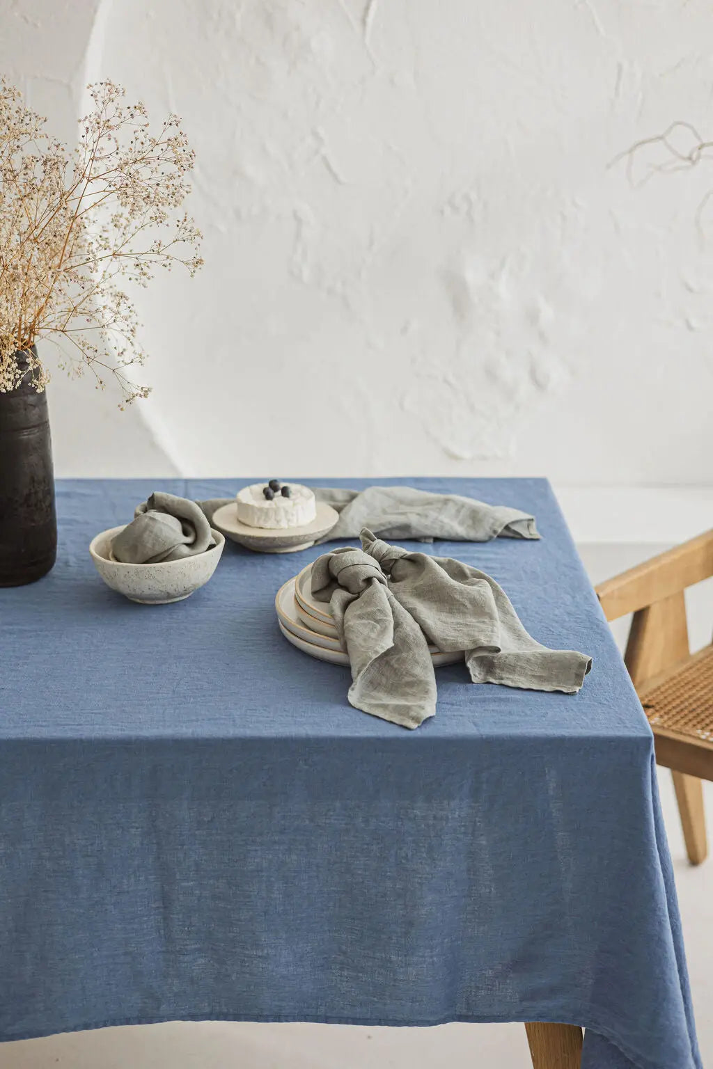 Natural Stonewashed Dusk Blue Linen Tablecloth Epic Linen