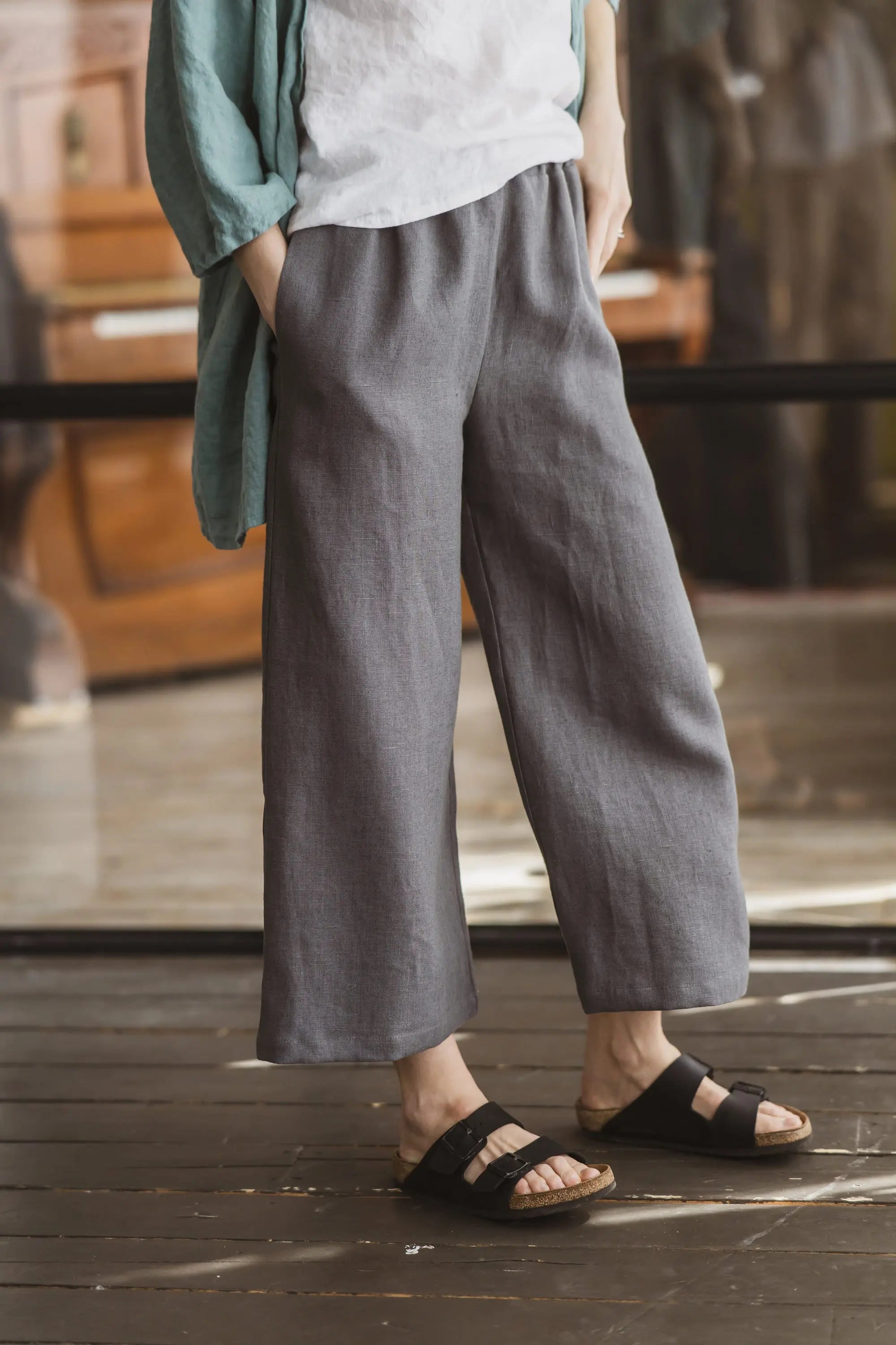 Heavyweight Wide Leg Linen Pants