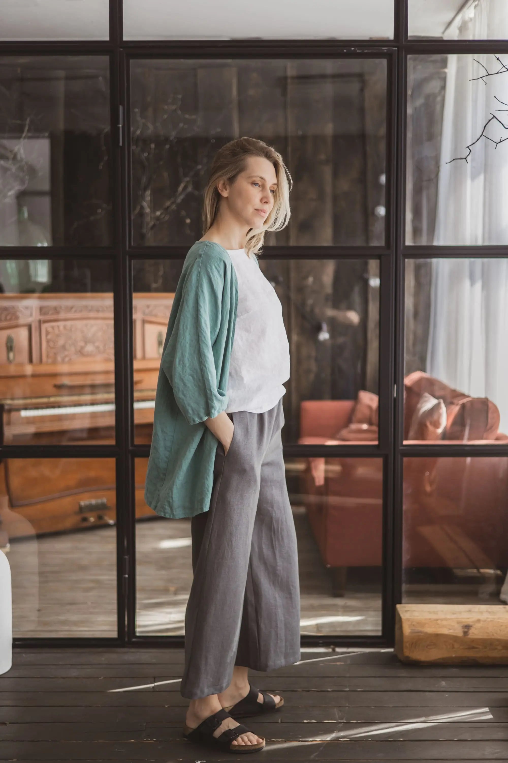 Heavyweight Wide Leg Linen Pants