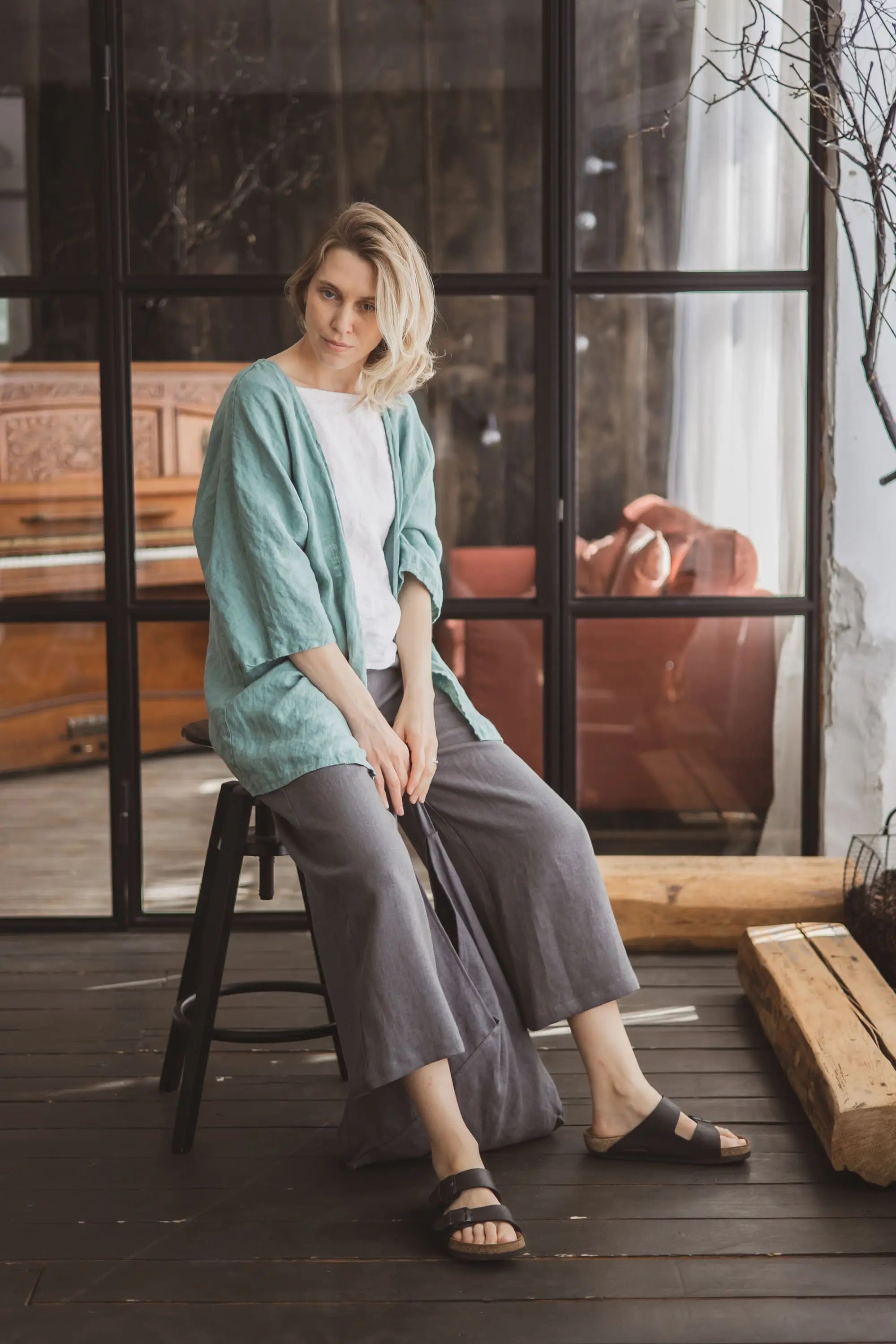 Heavyweight Wide Leg Linen Pants