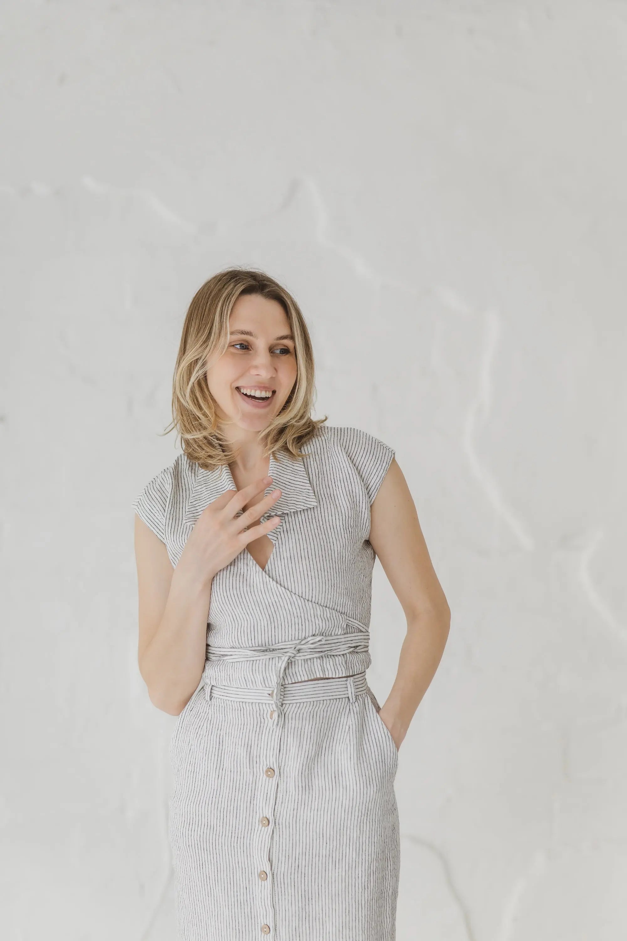 Linen Front-Button Skirt - Stella