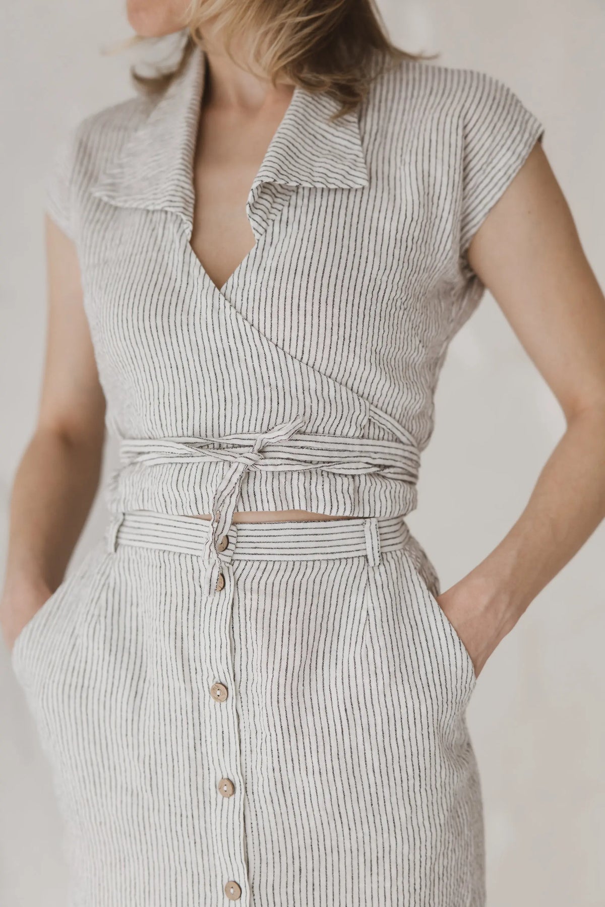 Linen Front-Button Skirt - Stella Epic Linen