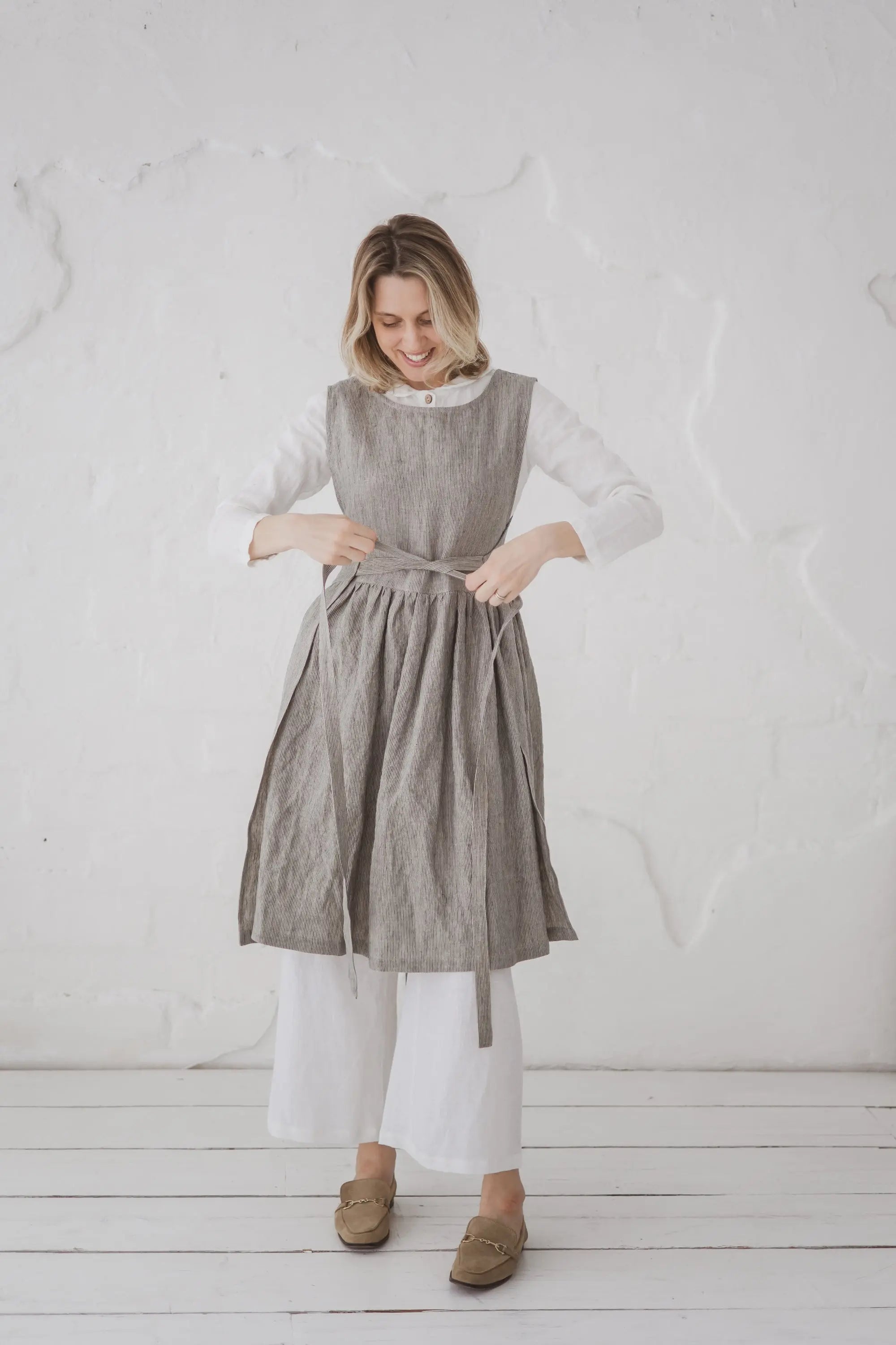 Convertible Linen Pinafore Dress