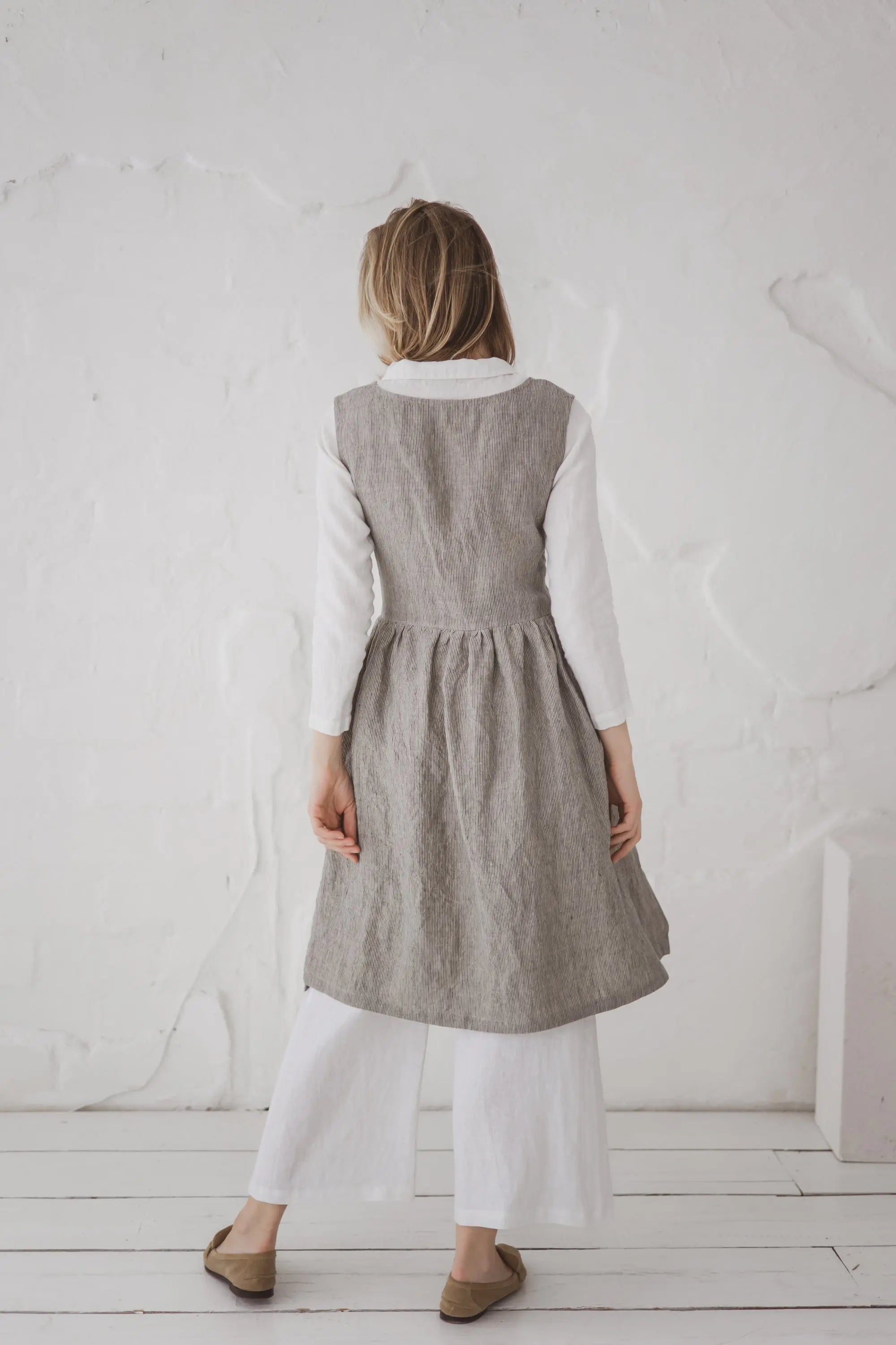 Convertible Linen Pinafore Dress