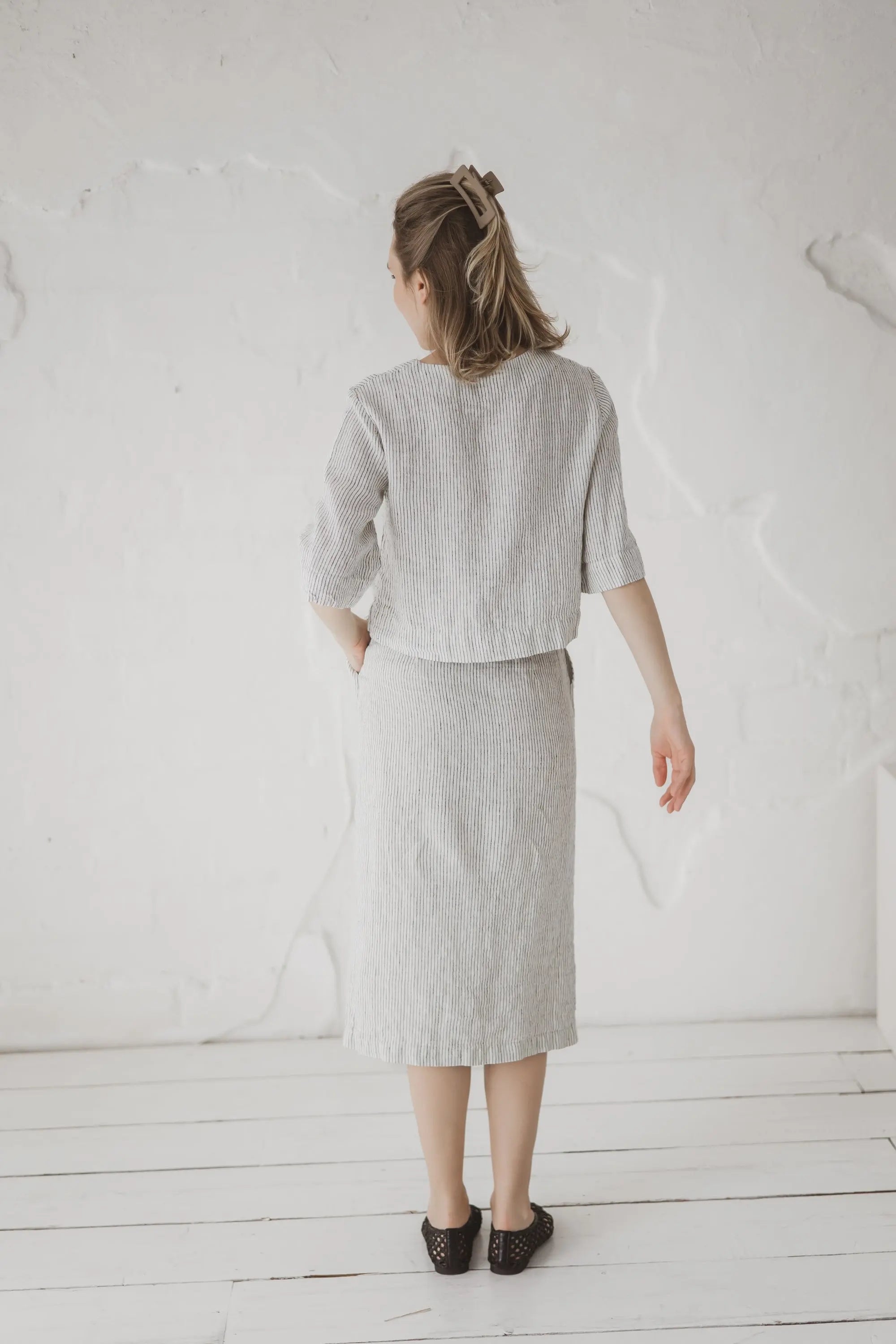 Linen Front-Button Skirt - Stella