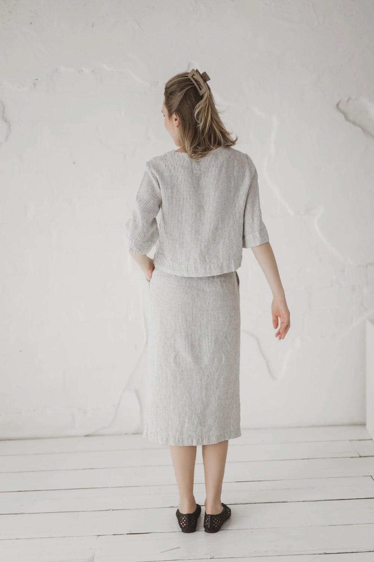 Linen Front-Button Skirt - Stella Epic Linen