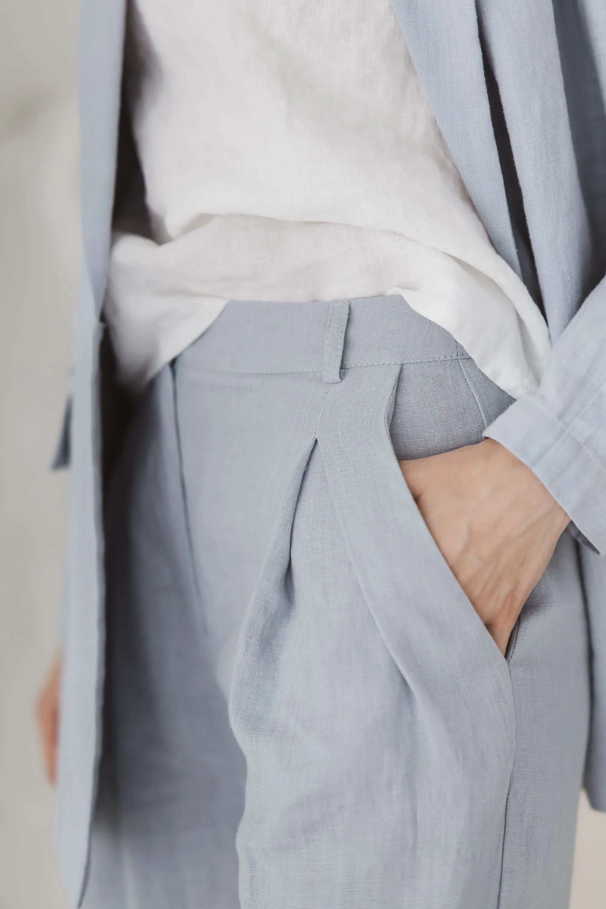High-Waisted Wide Leg Pleated Linen Trousers Epic Linen