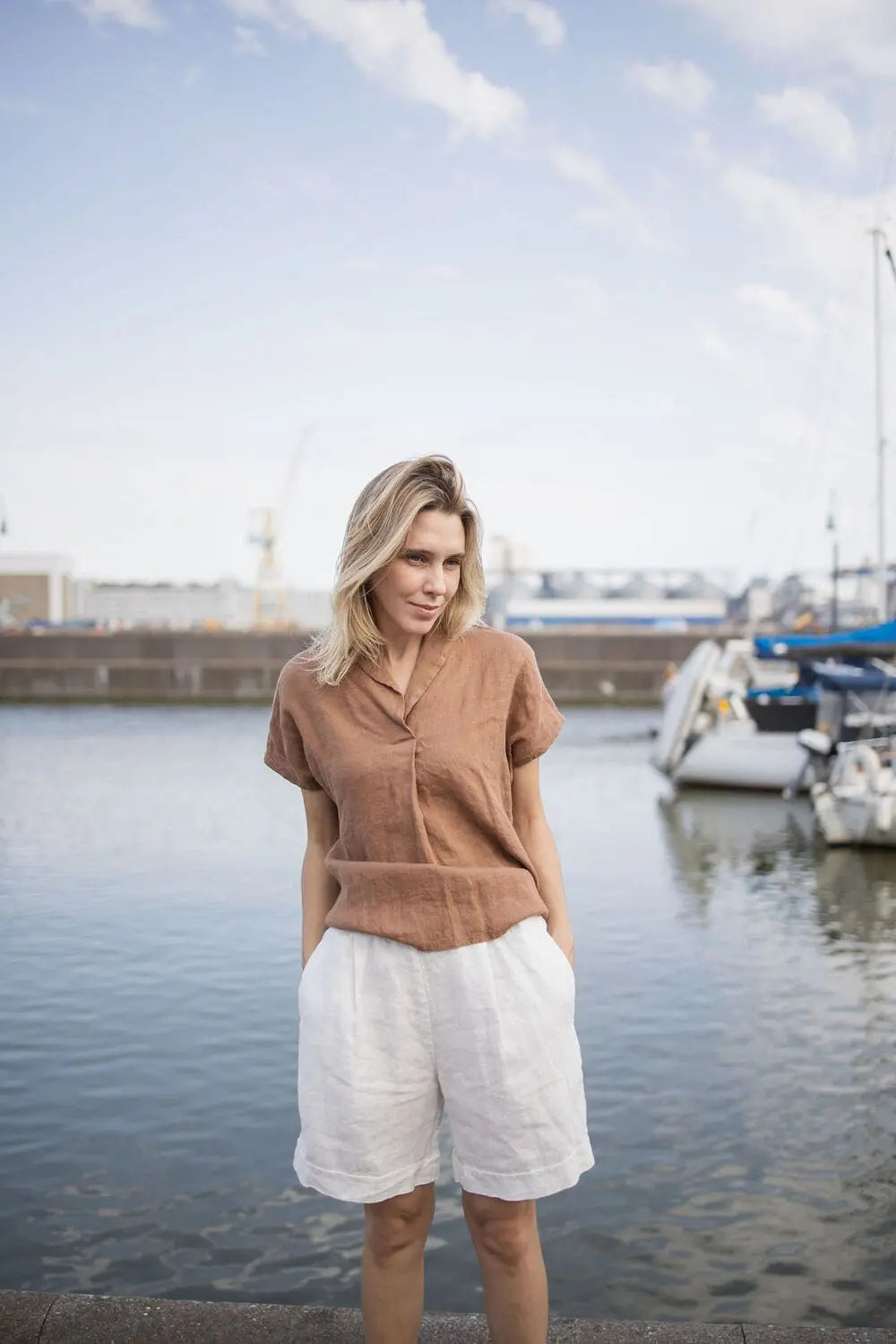 Relaxed Linen Short Sleeve Blouse