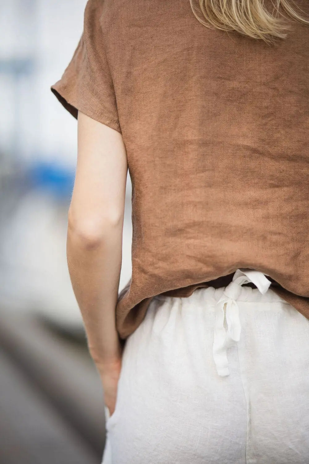 Relaxed Linen Short Sleeve Blouse