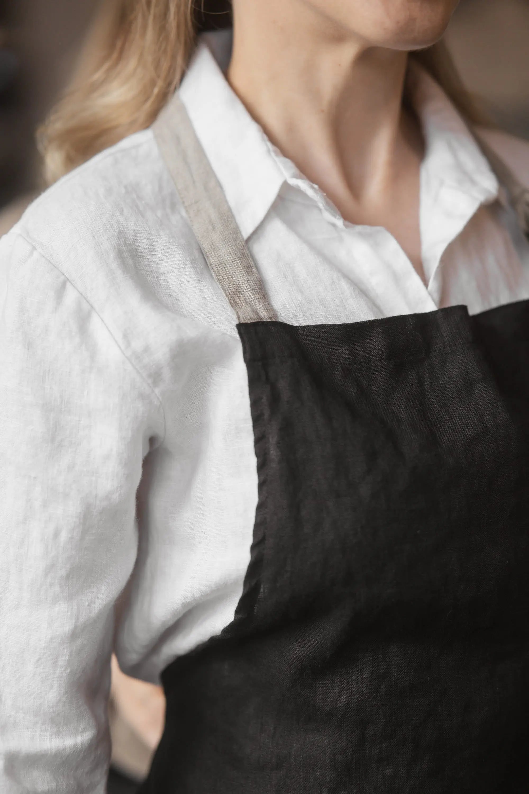 Adjustable Linen Kitchen Bib Apron