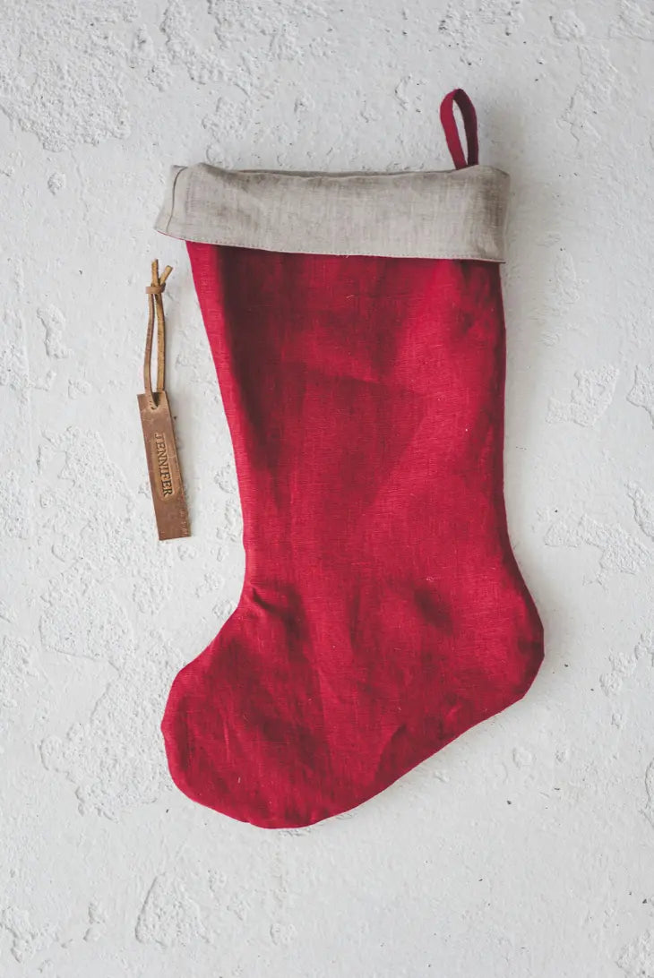 Christmas Linen Stocking with Free Personalization epiclinen.com