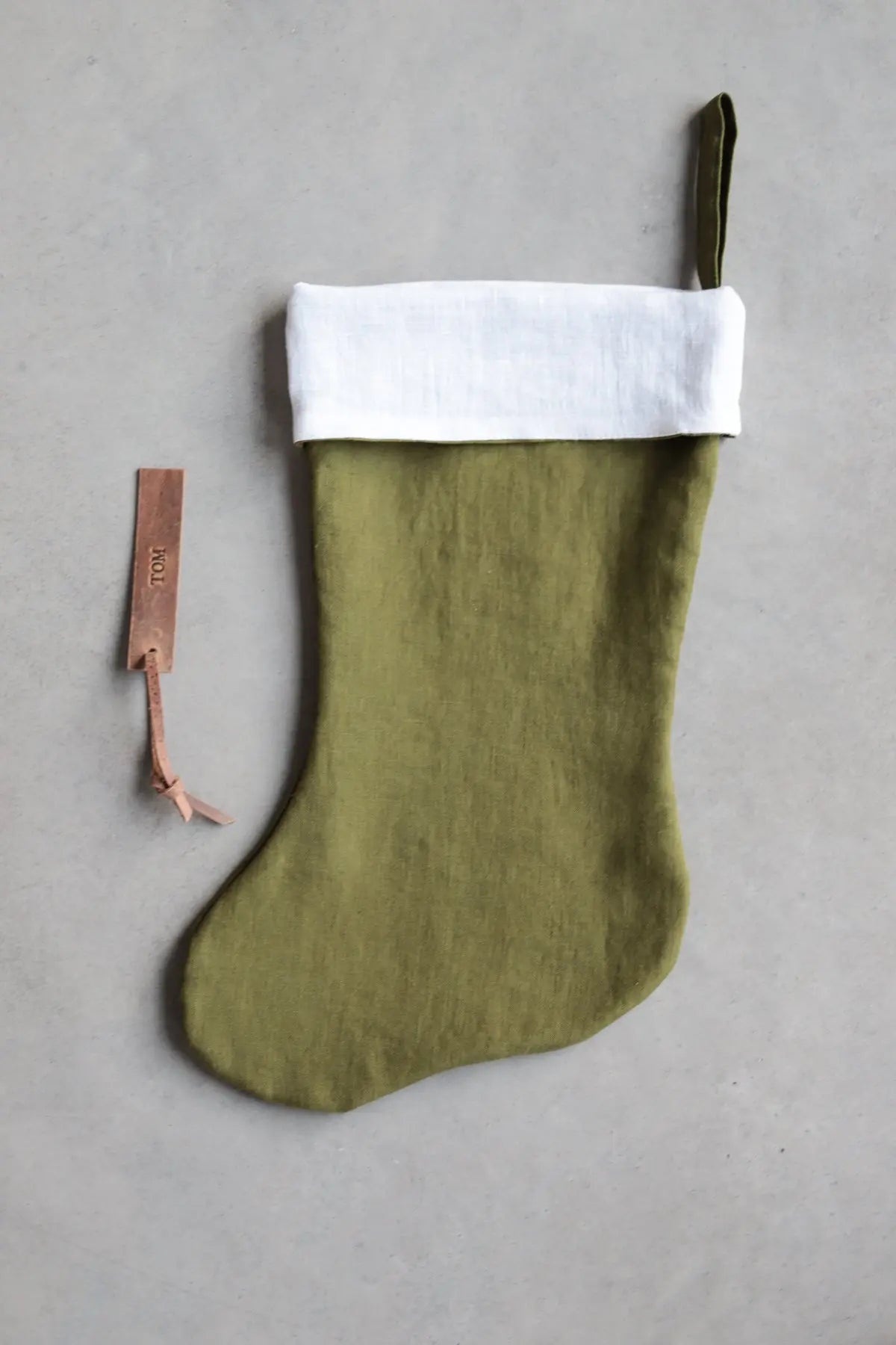 Christmas Linen Stocking with Free Personalization epiclinen.com