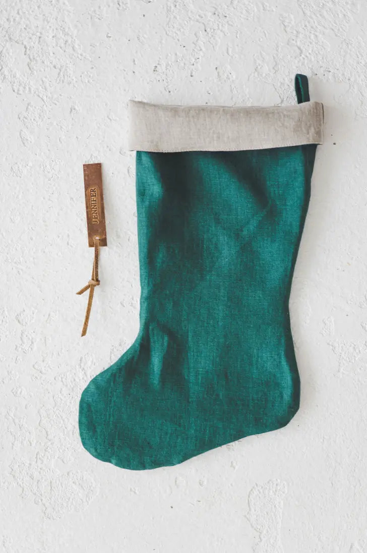 Christmas Linen Stocking with Free Personalization epiclinen.com